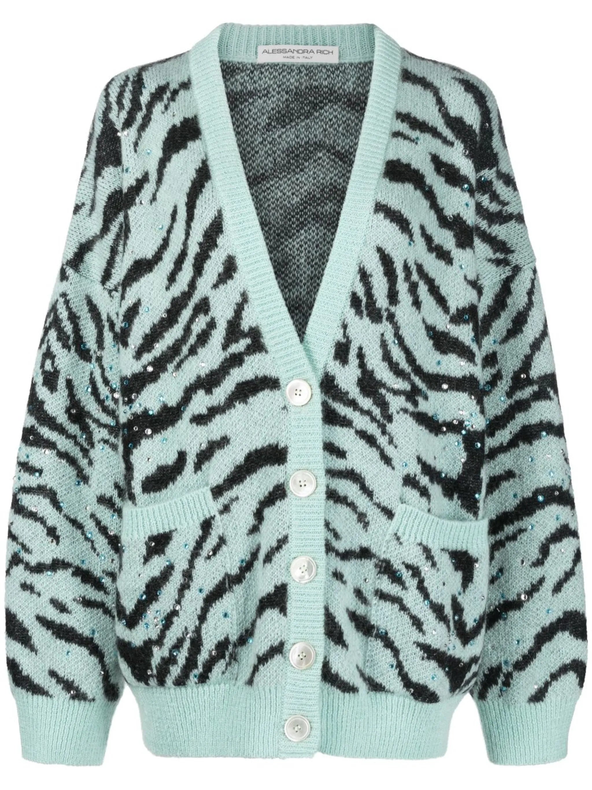 zebra-print knit cardigan
