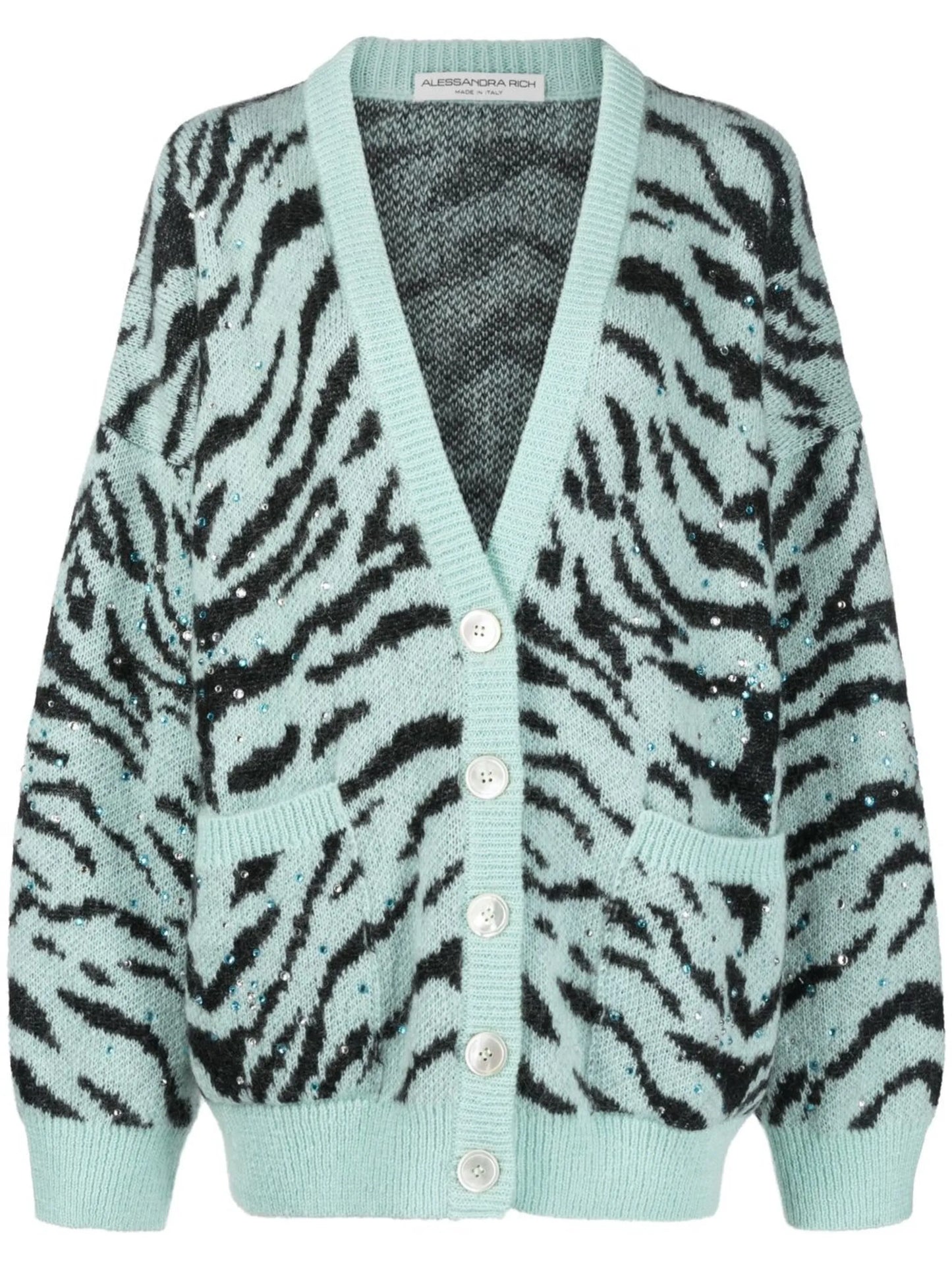 zebra-print knit cardigan