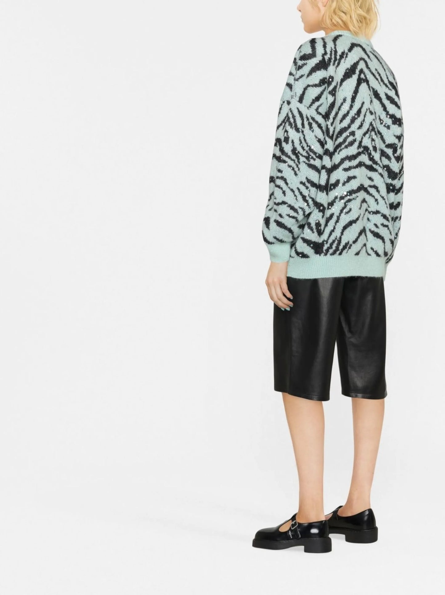 zebra-print knit cardigan