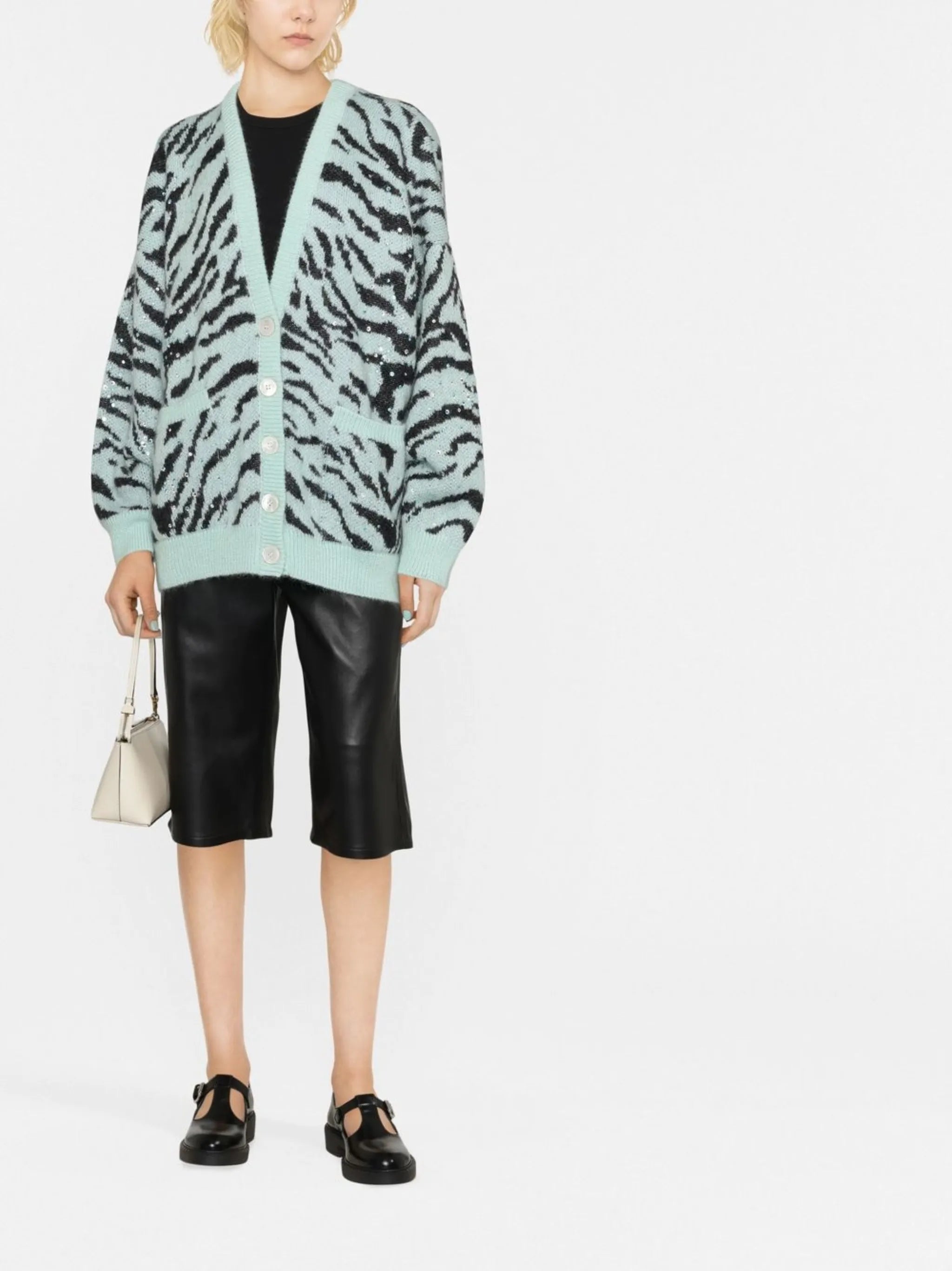 zebra-print knit cardigan