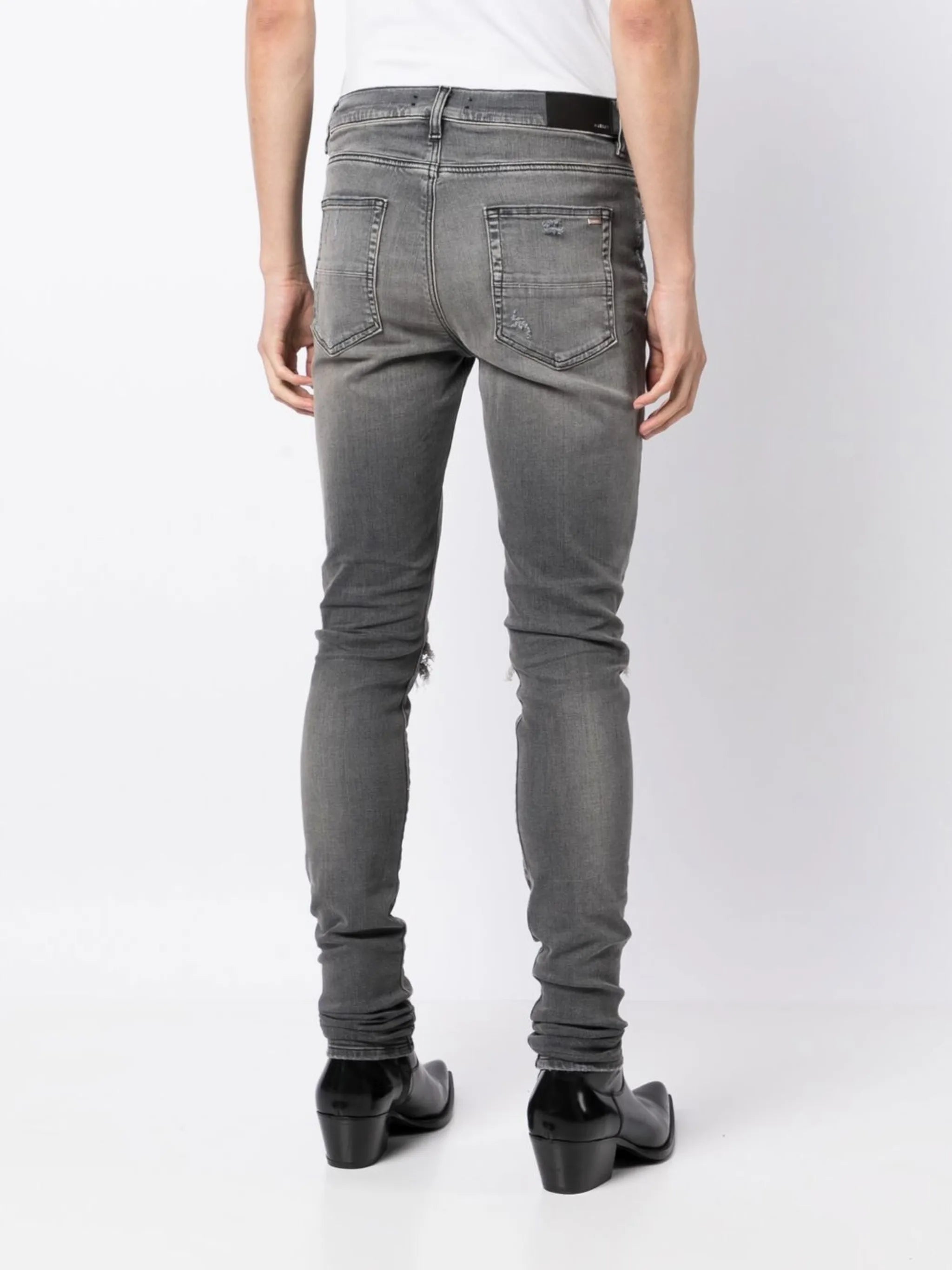 mid-rise ripped skinny jeans
