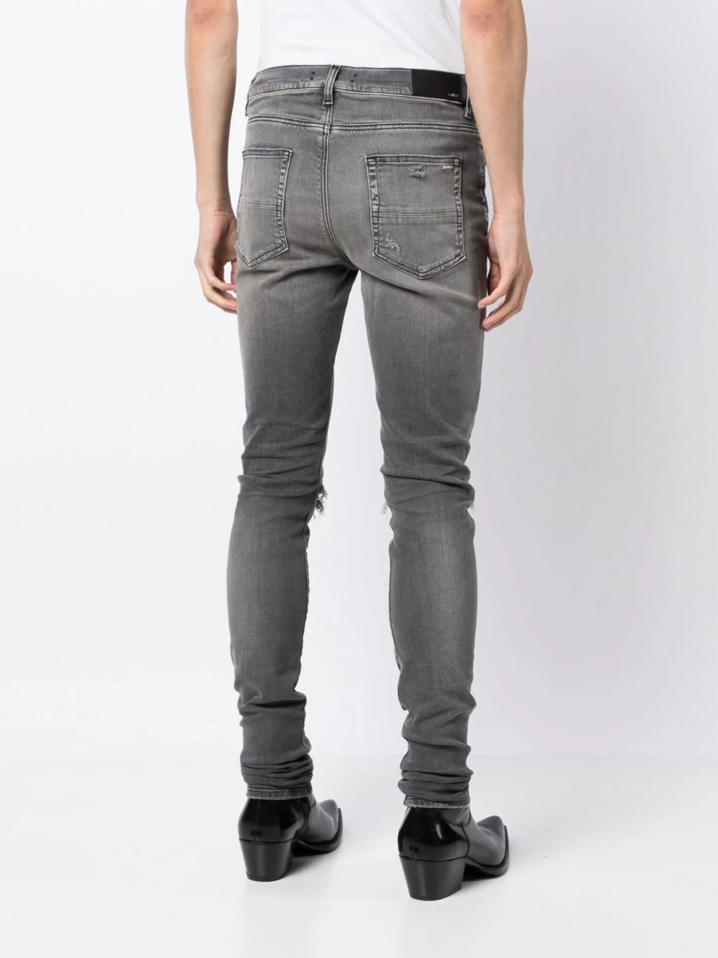 mid-rise ripped skinny jeans