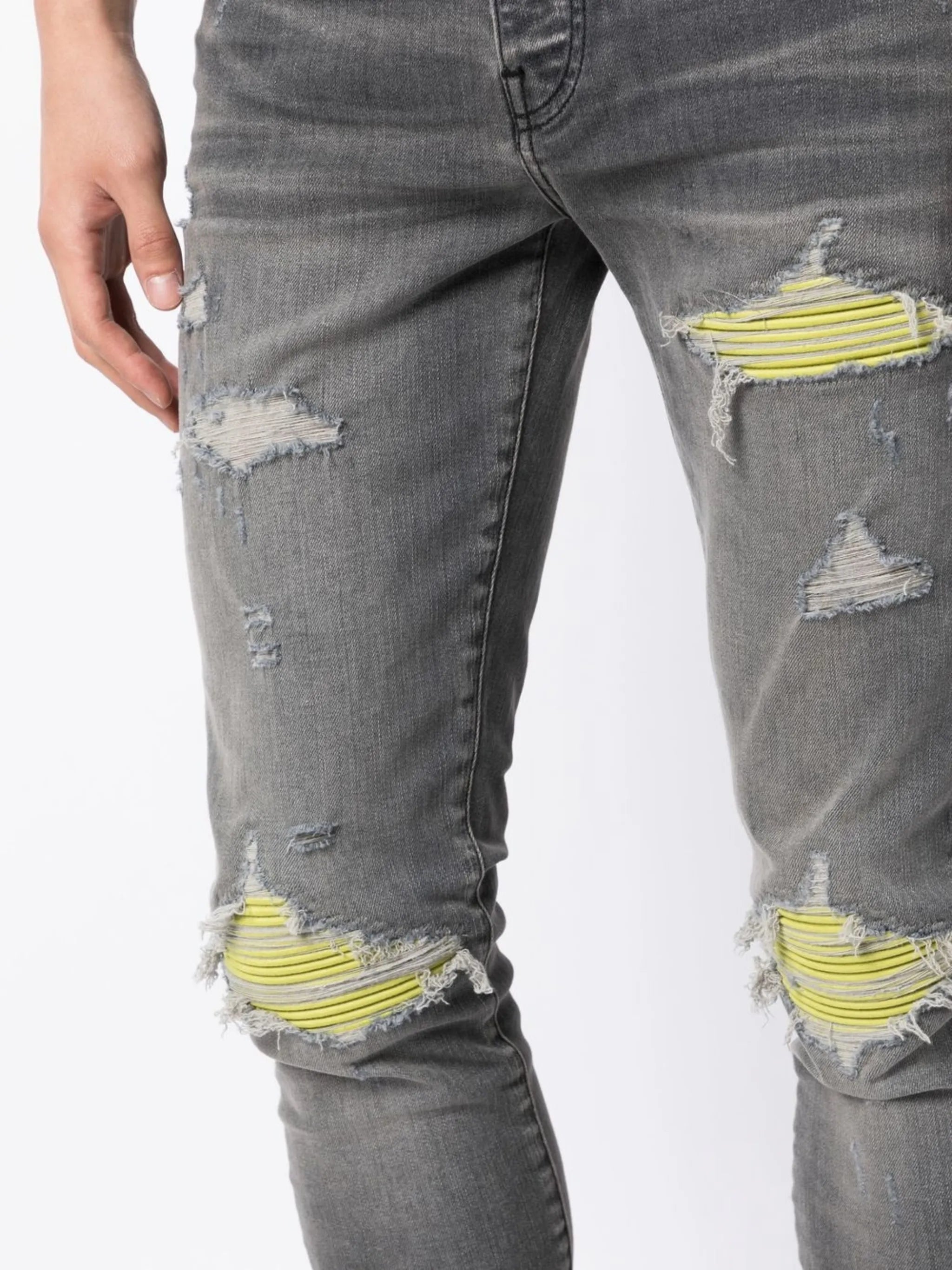 mid-rise ripped skinny jeans