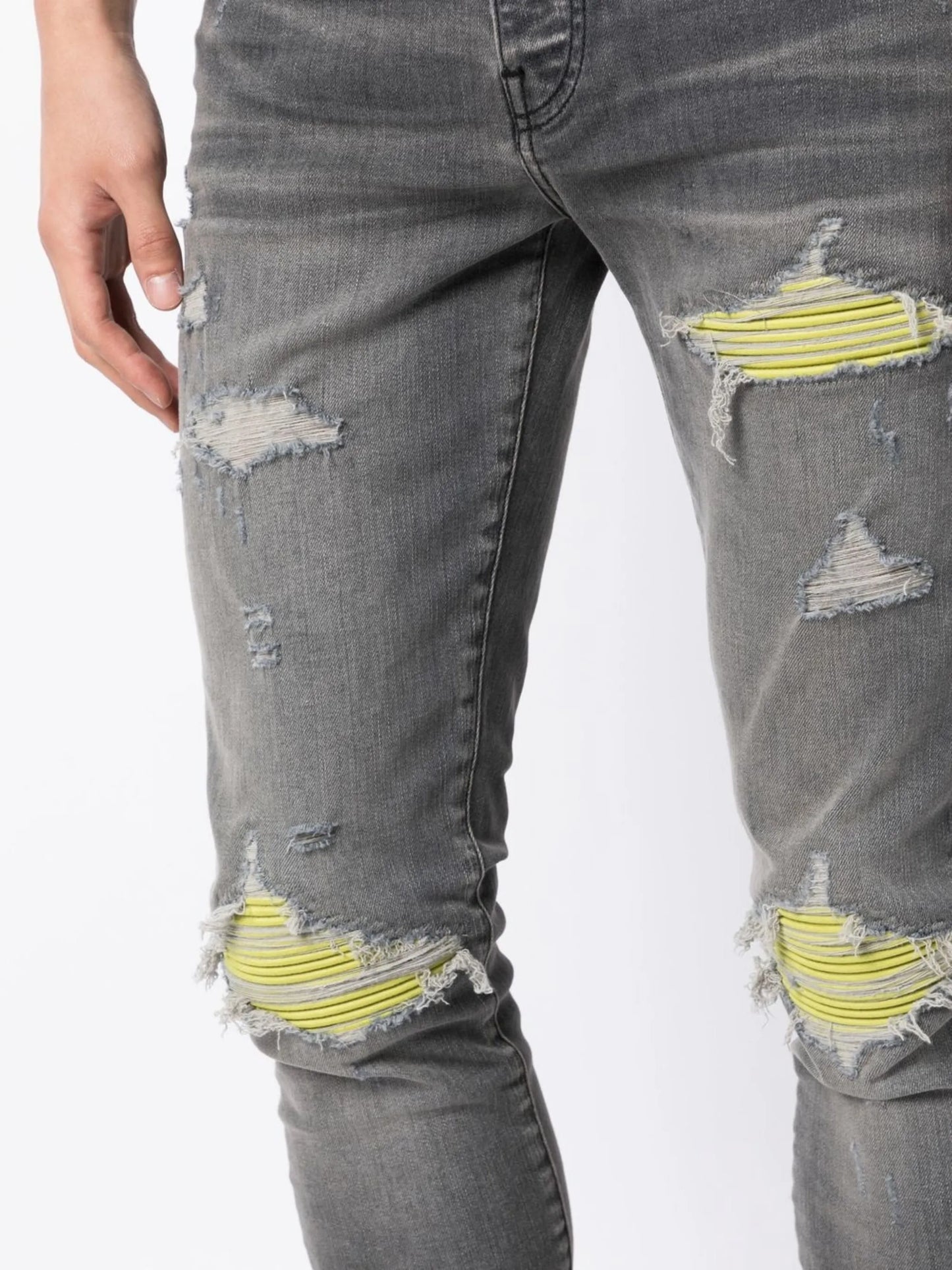 mid-rise ripped skinny jeans