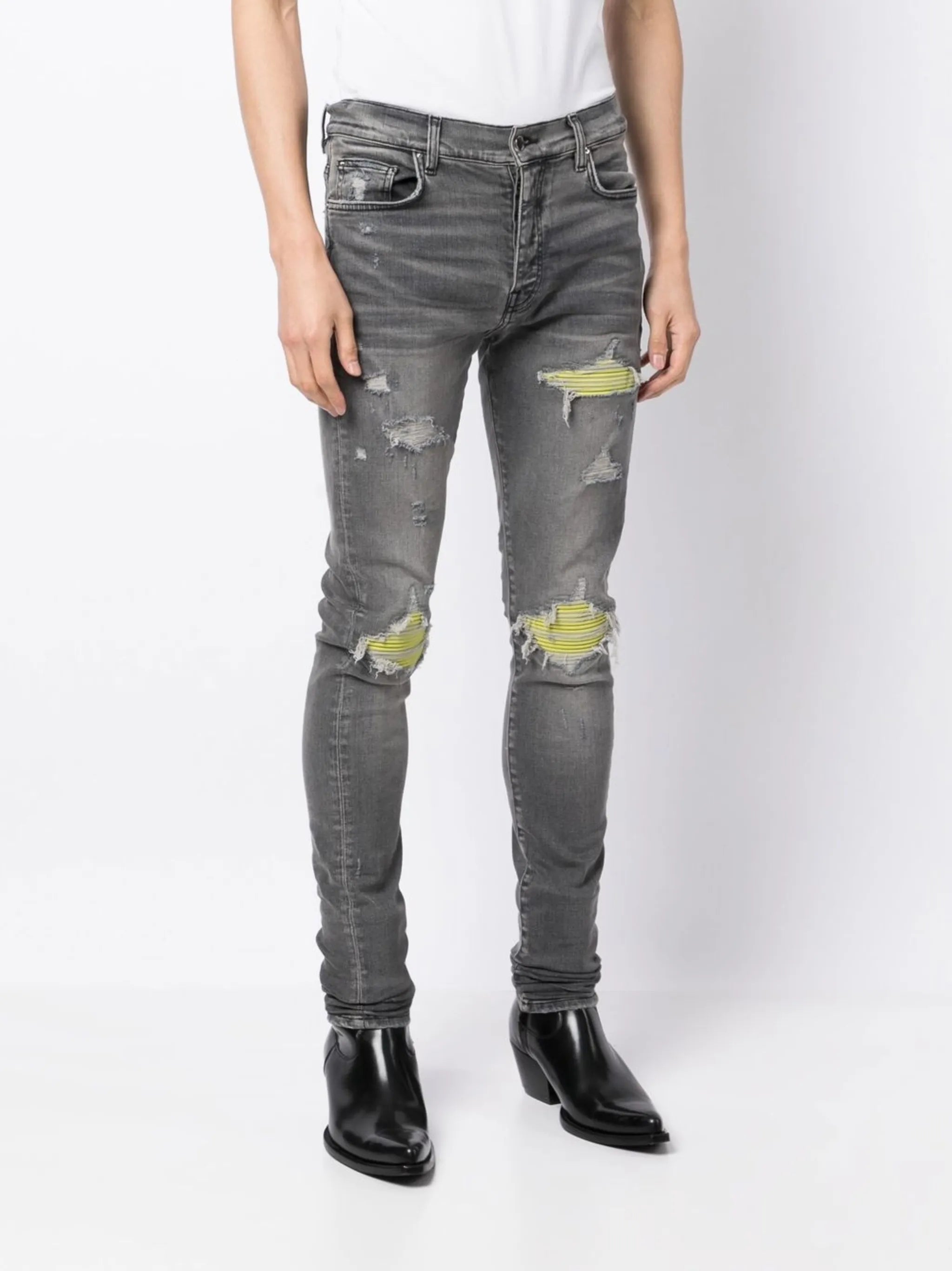 mid-rise ripped skinny jeans