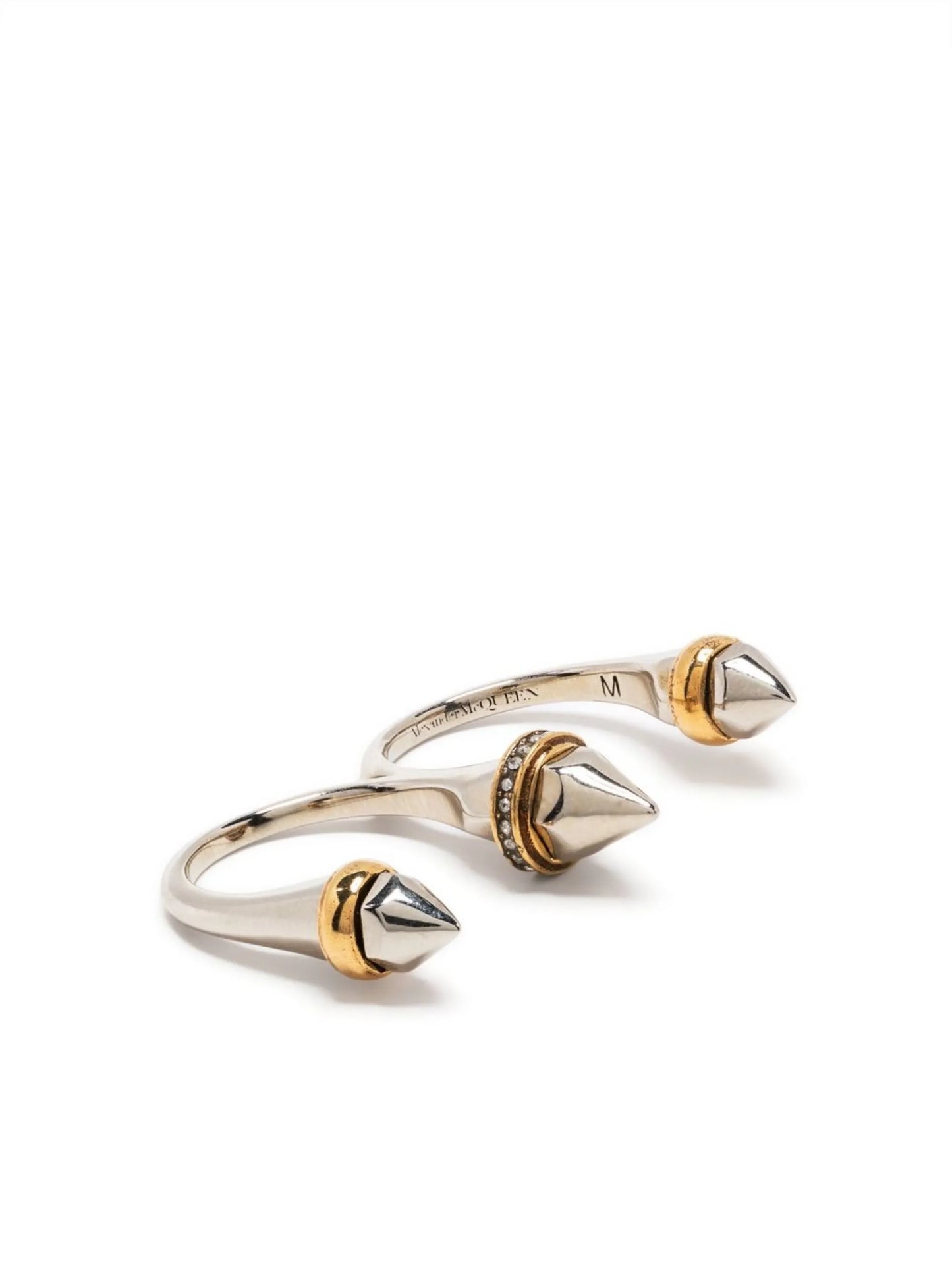 studded double-finger ring