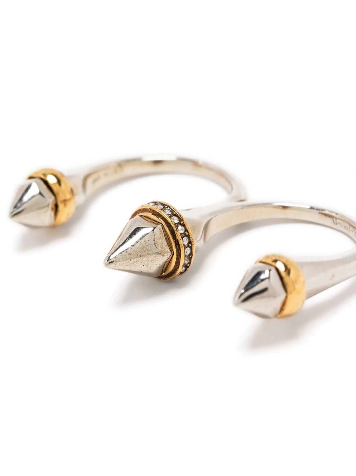 studded double-finger ring