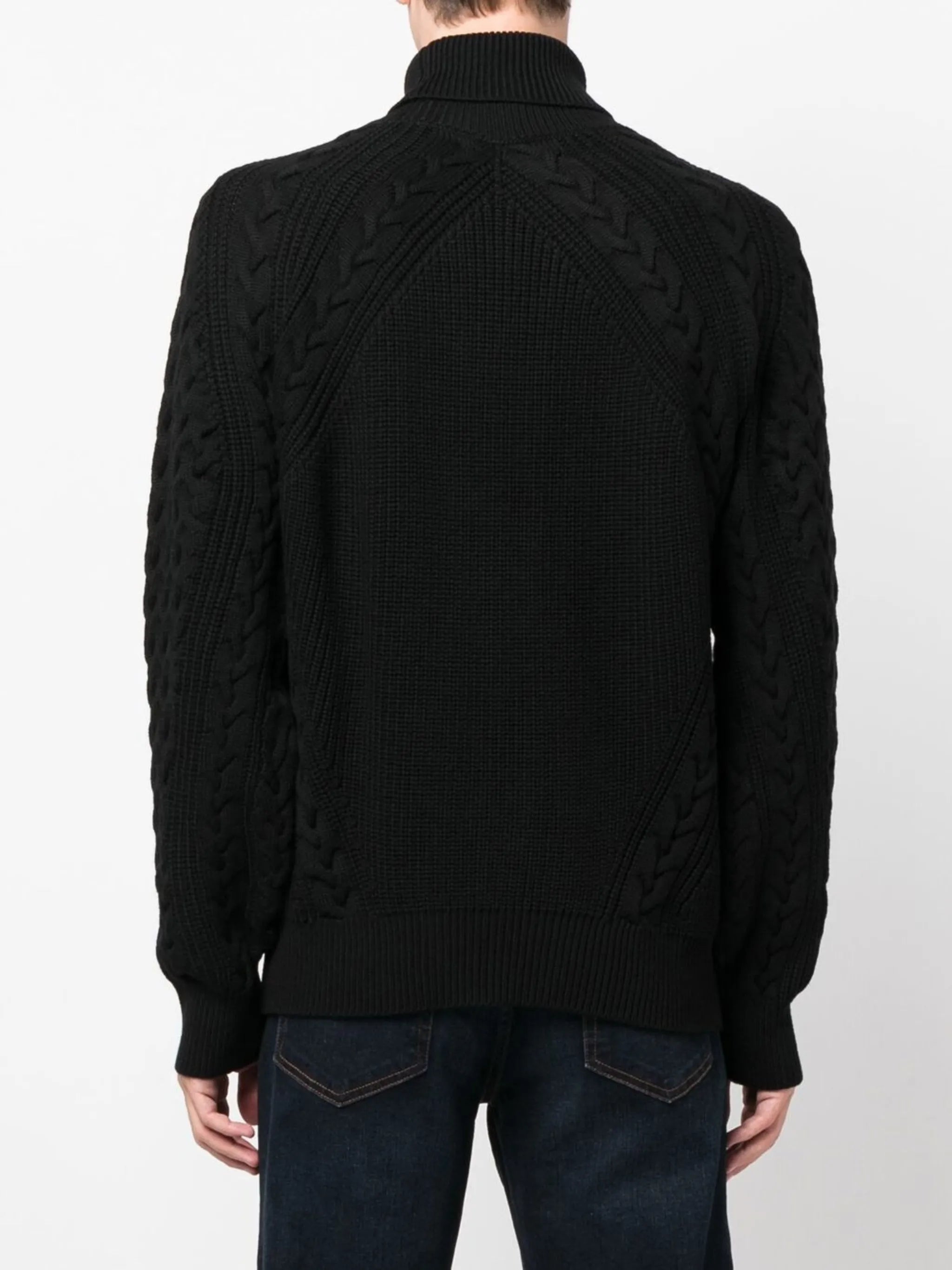 cable-knit roll-neck jumper