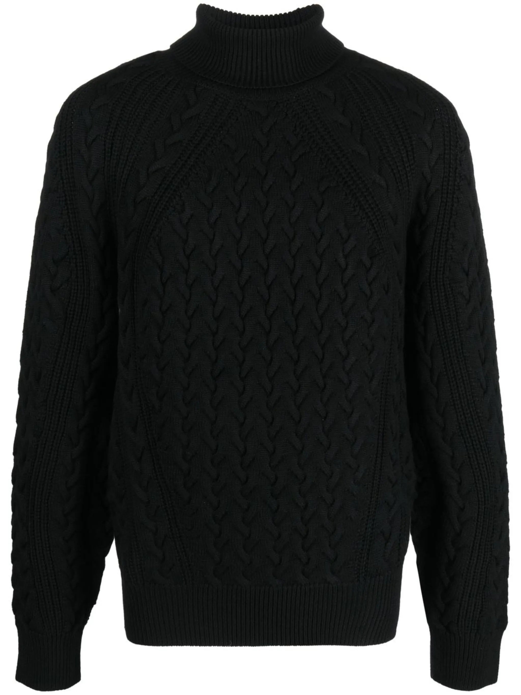 cable-knit roll-neck jumper