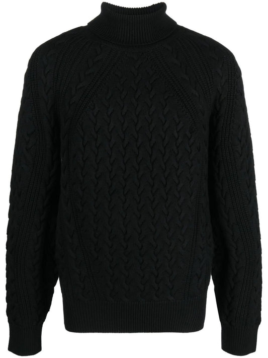 cable-knit roll-neck jumper