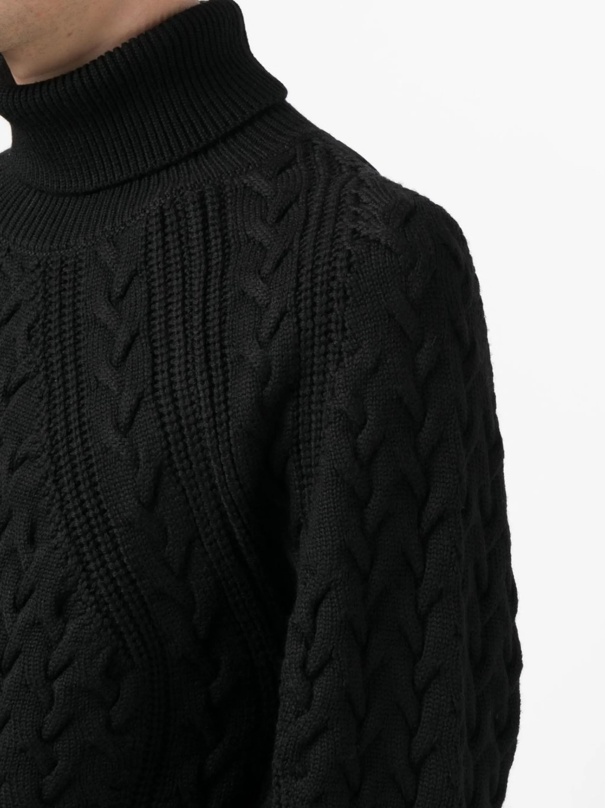 cable-knit roll-neck jumper