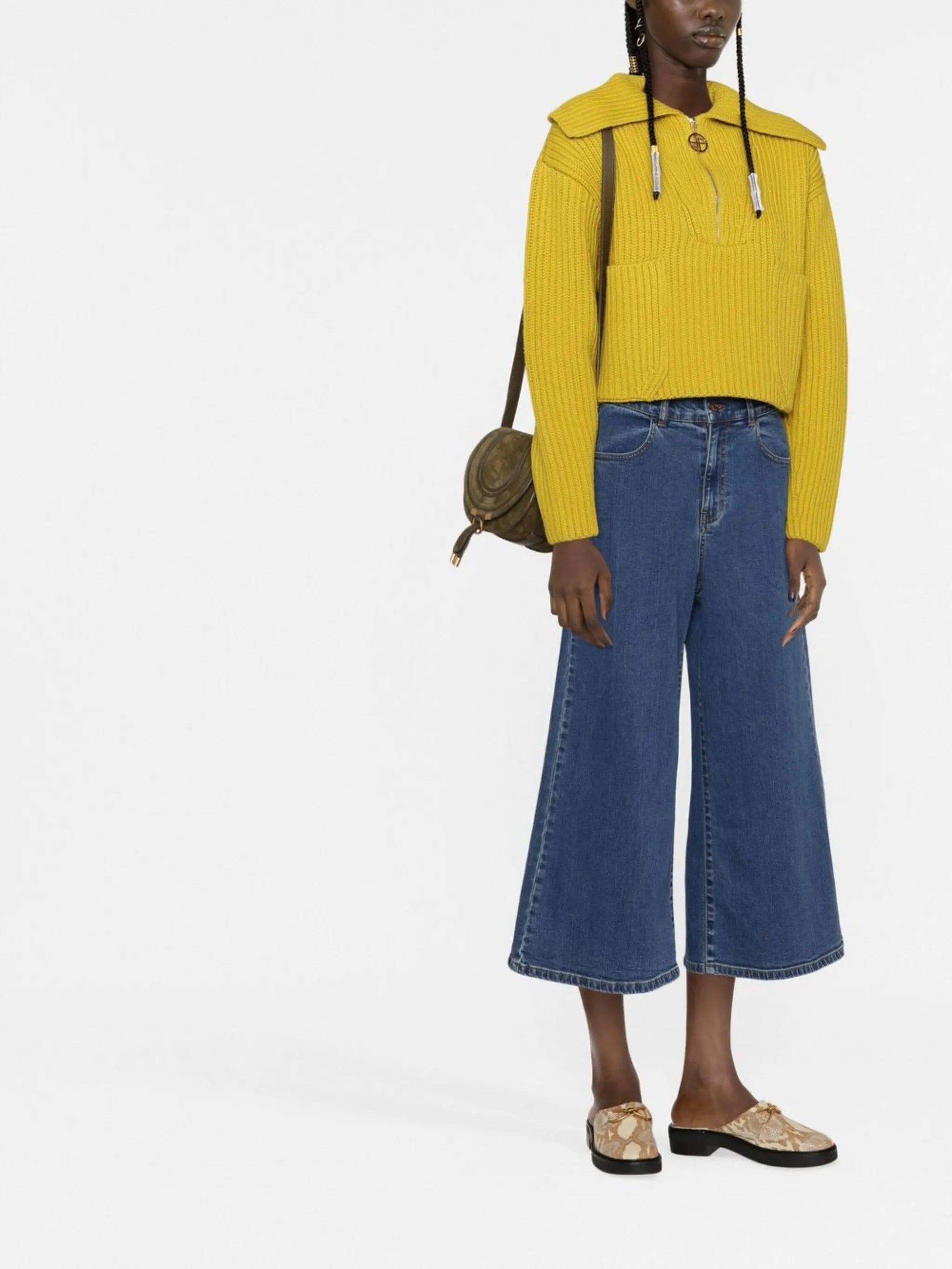 cropped wide-leg jeans