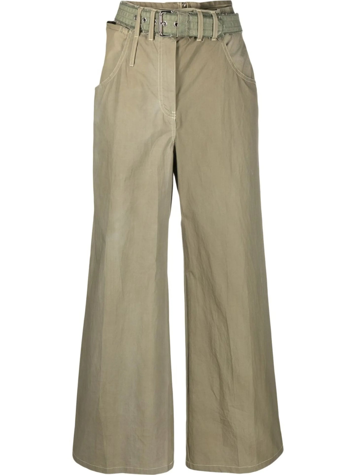 belted wide-leg trousers