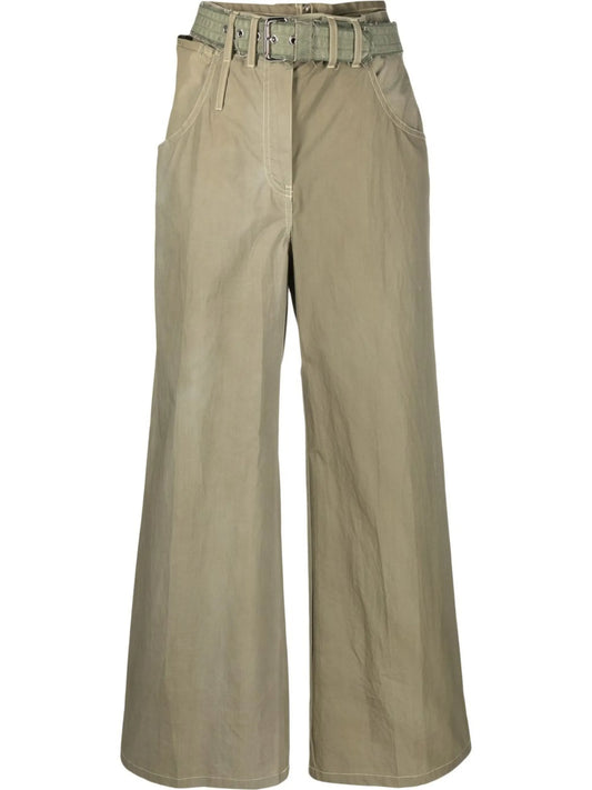 belted wide-leg trousers