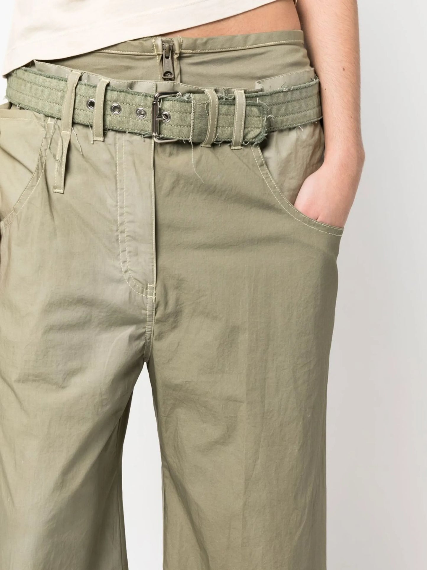 belted wide-leg trousers