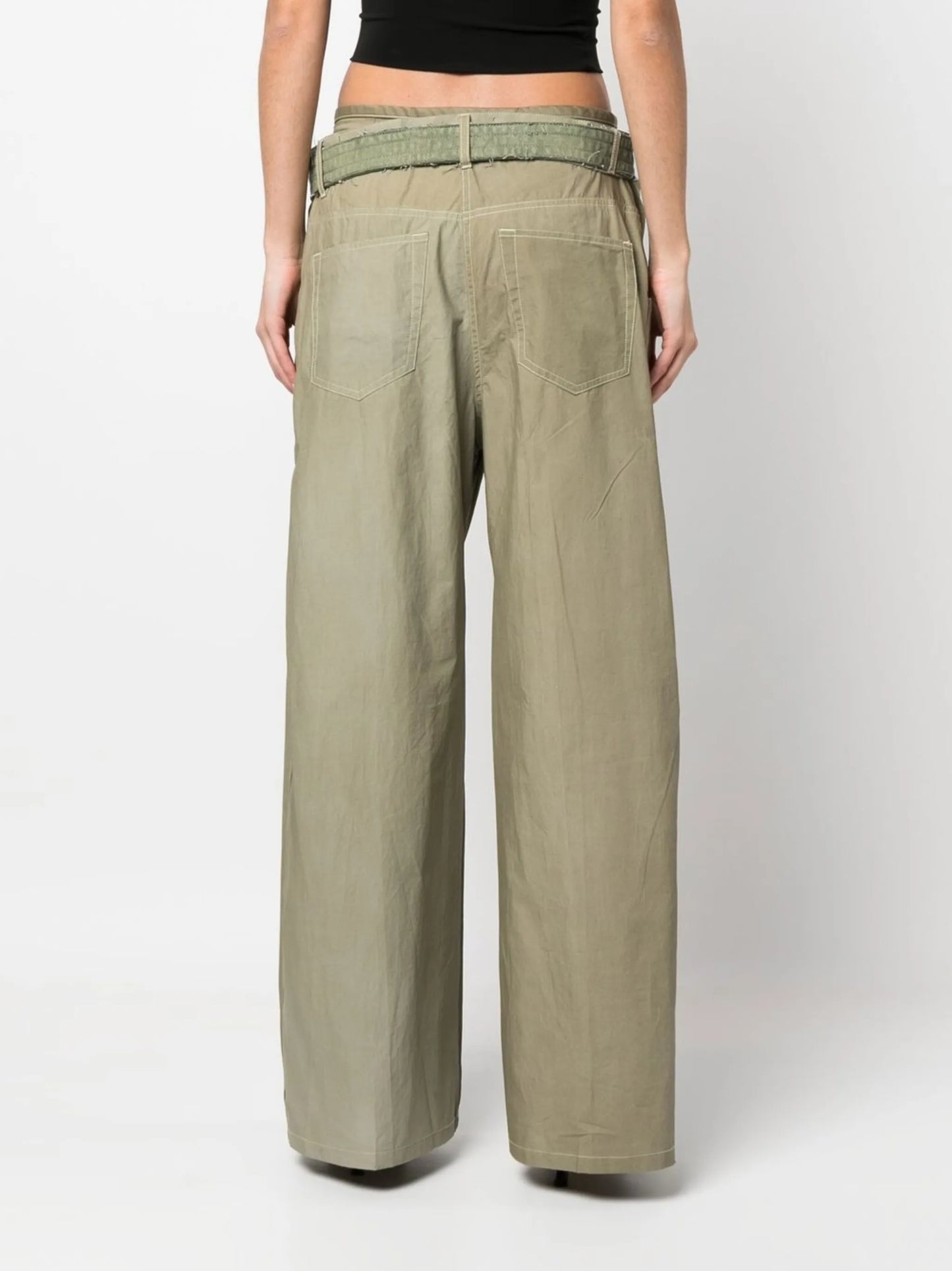 belted wide-leg trousers