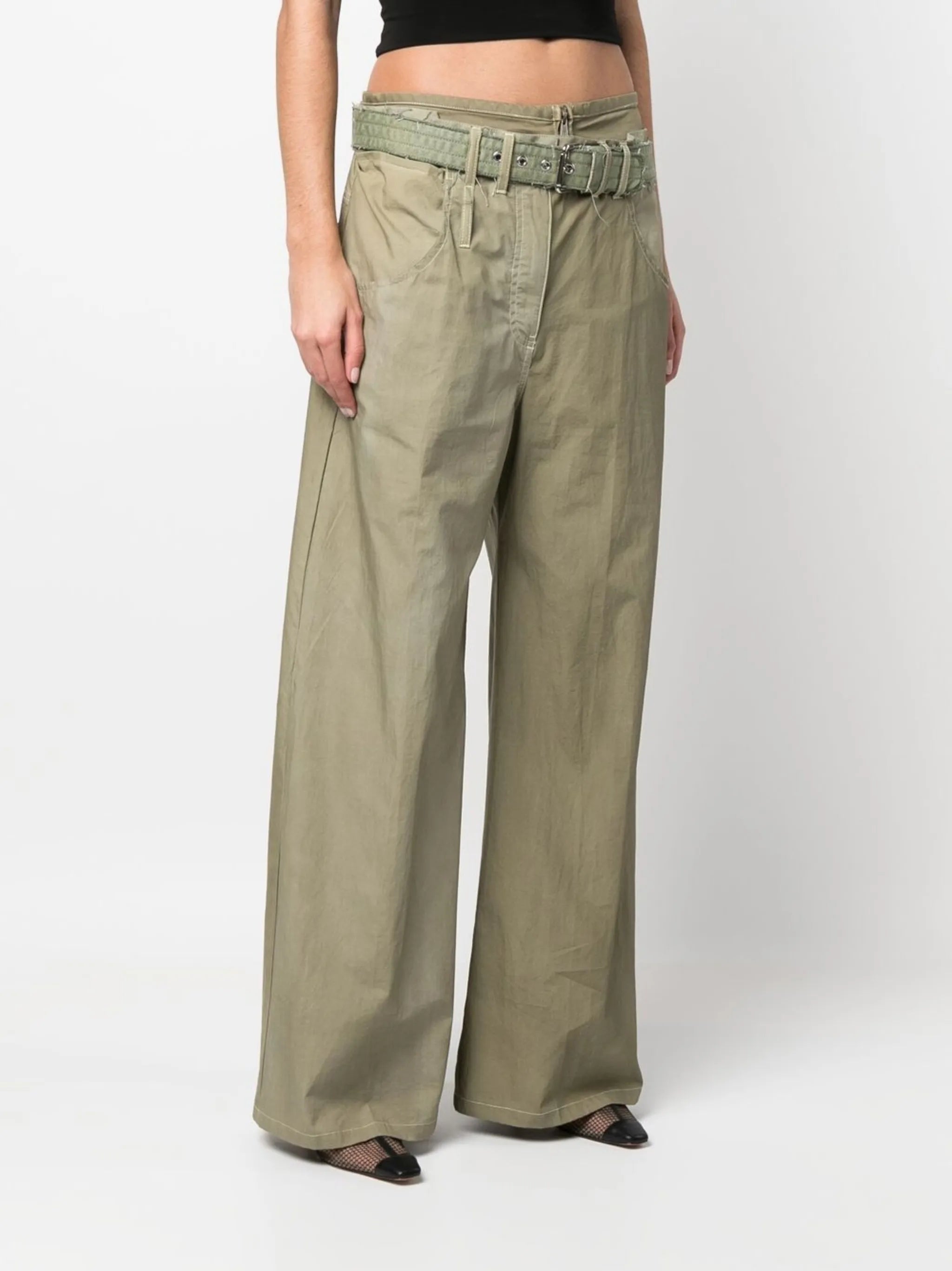 belted wide-leg trousers