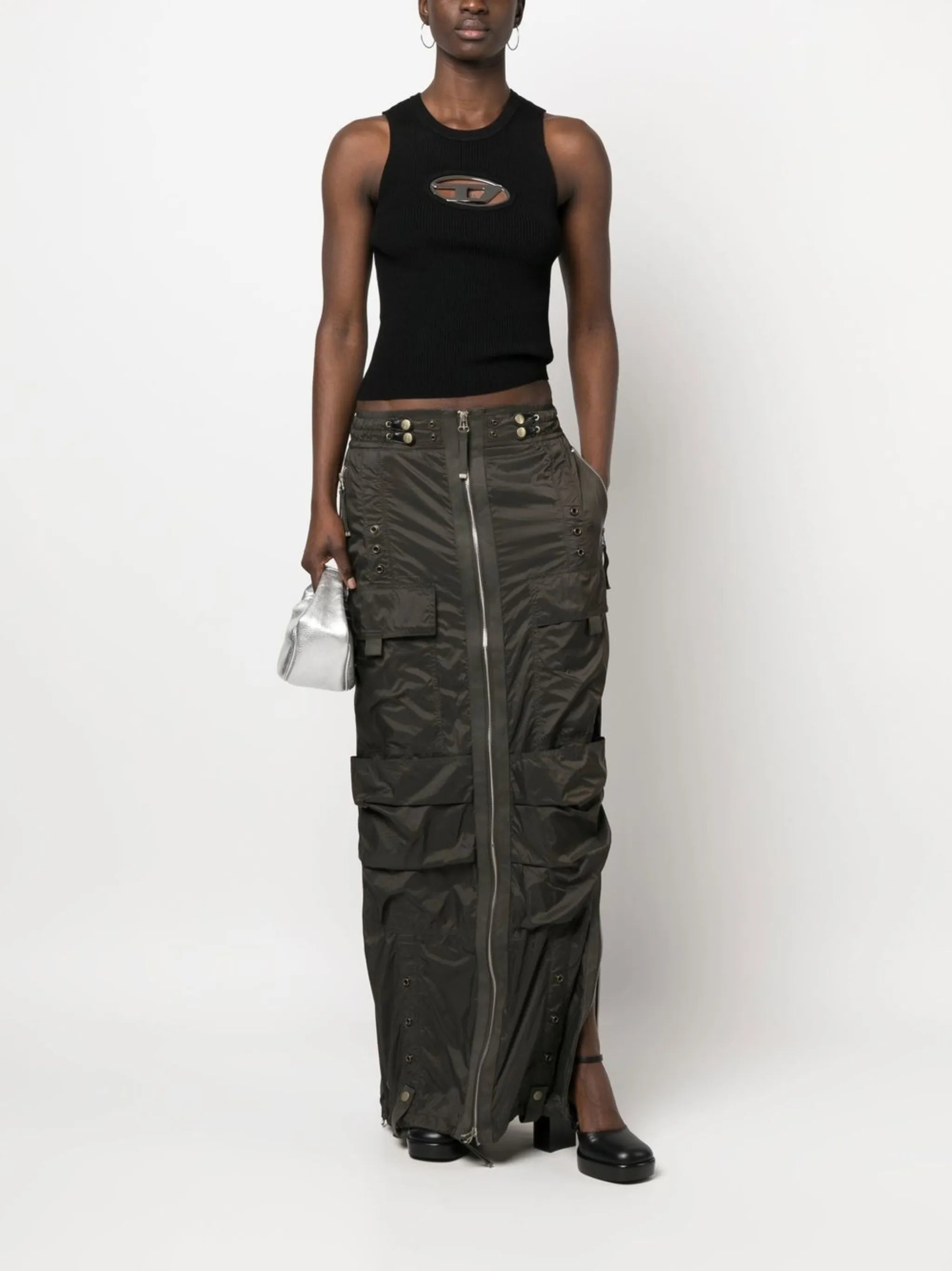 O-Crep cargo maxi skirt