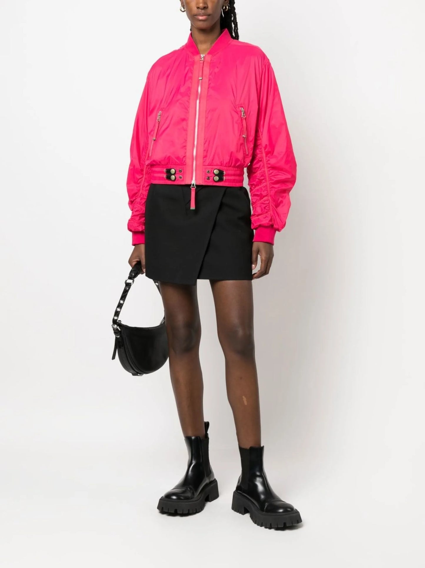 zip-fastening bomber jacket