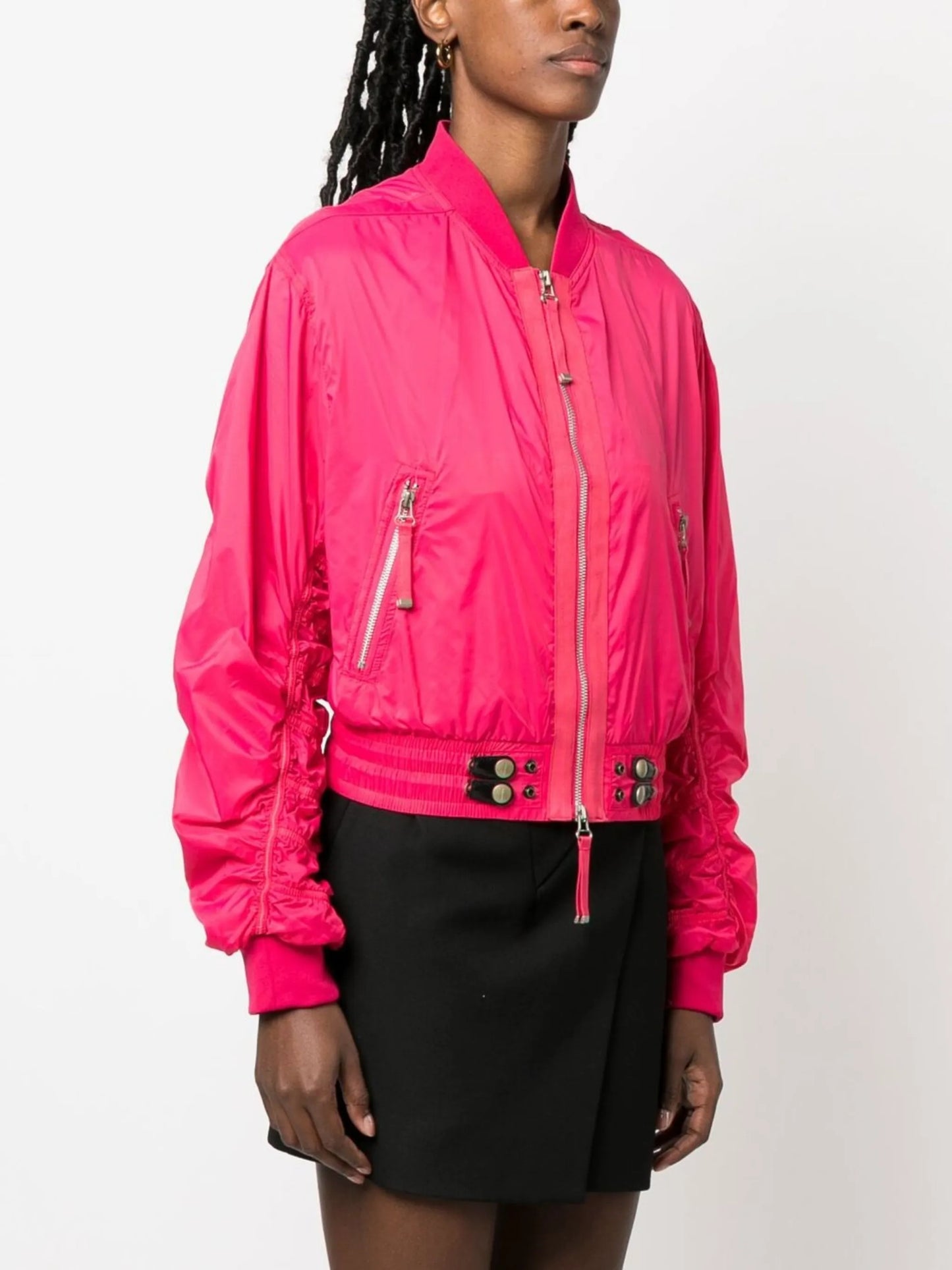 zip-fastening bomber jacket