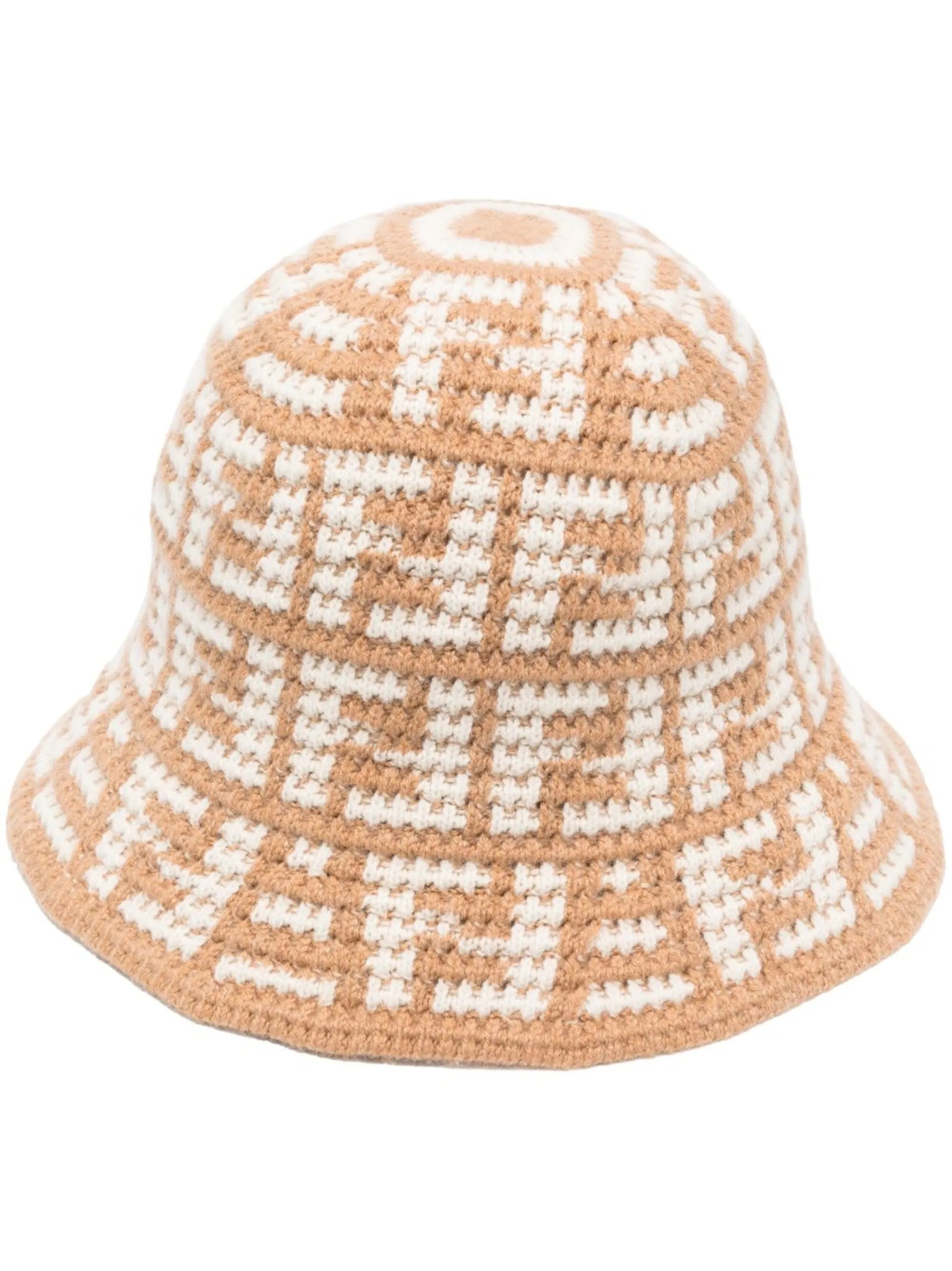 knitted logo-pattern bucket hat