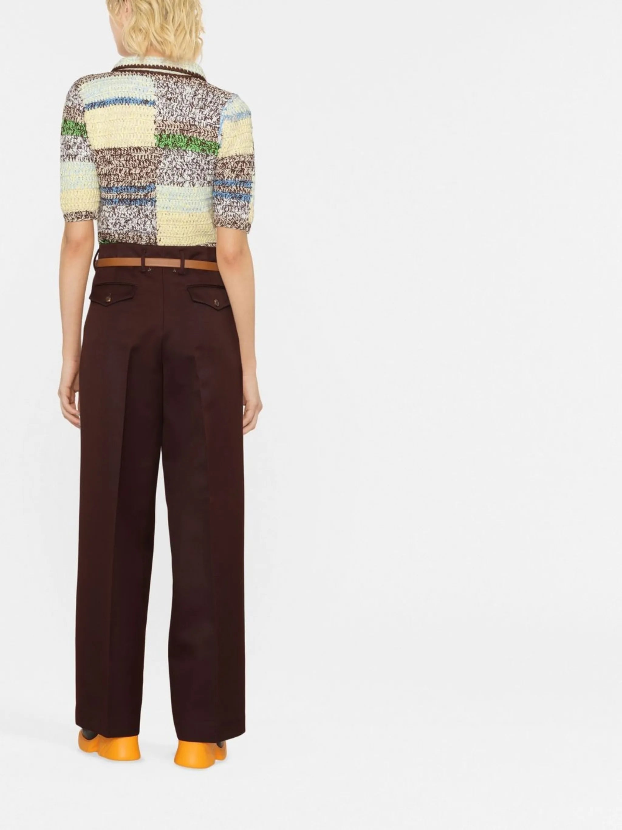 straight-leg pleat-detail trousers