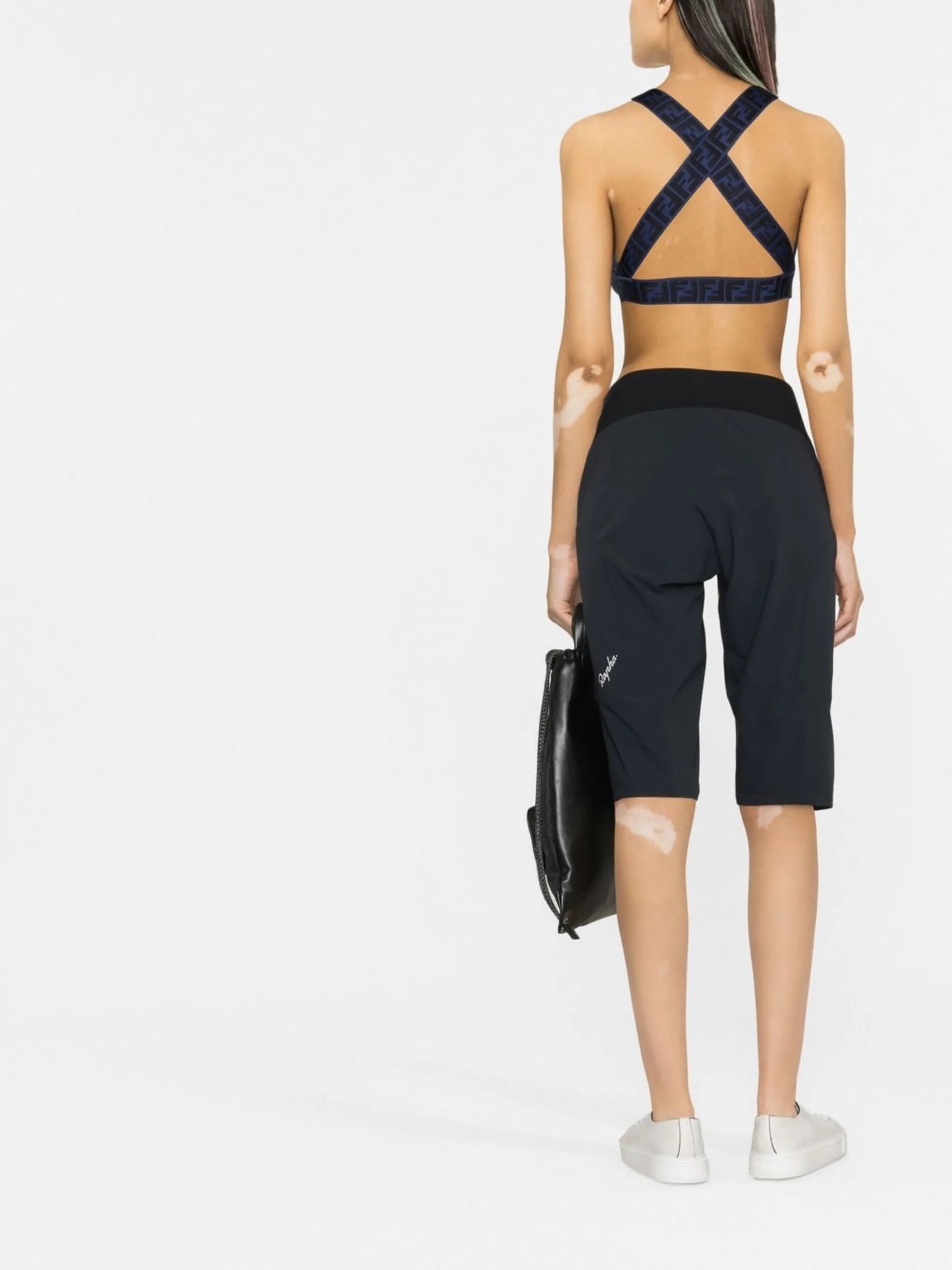 cropped all-over logo print top
