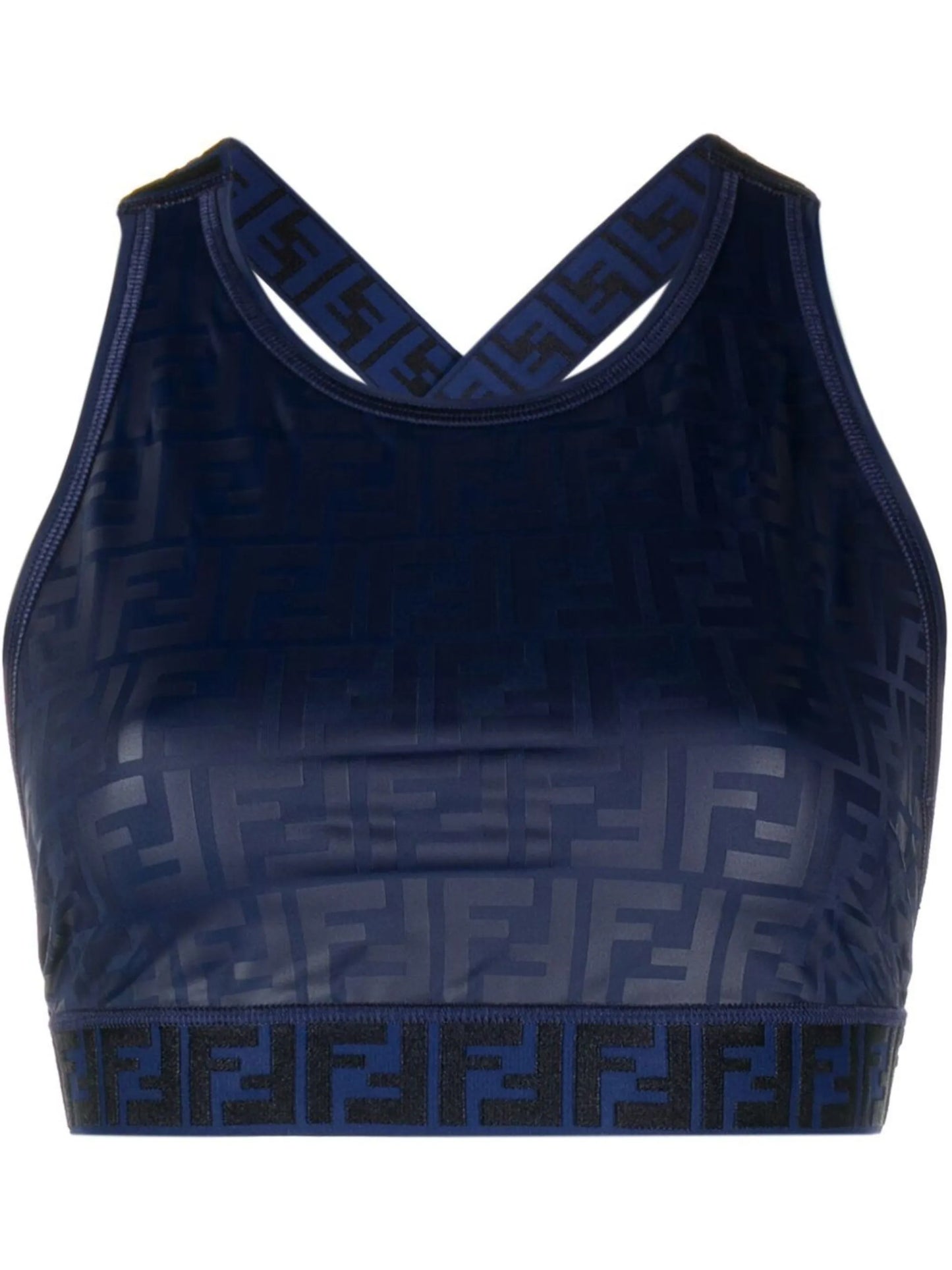 cropped all-over logo print top