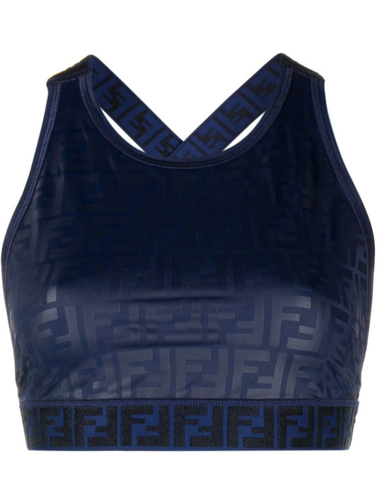 cropped all-over logo print top