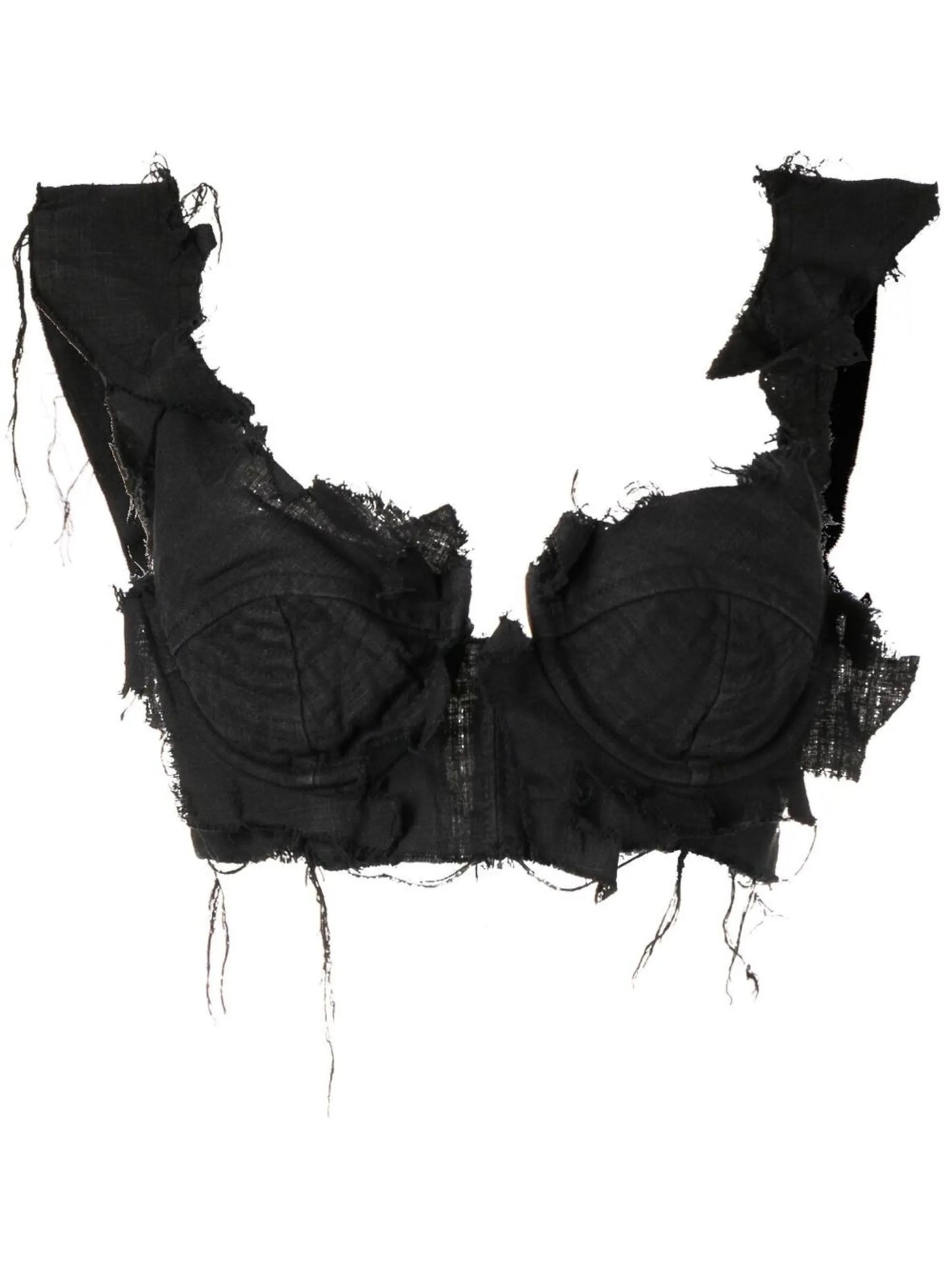 frayed-detail bustier top