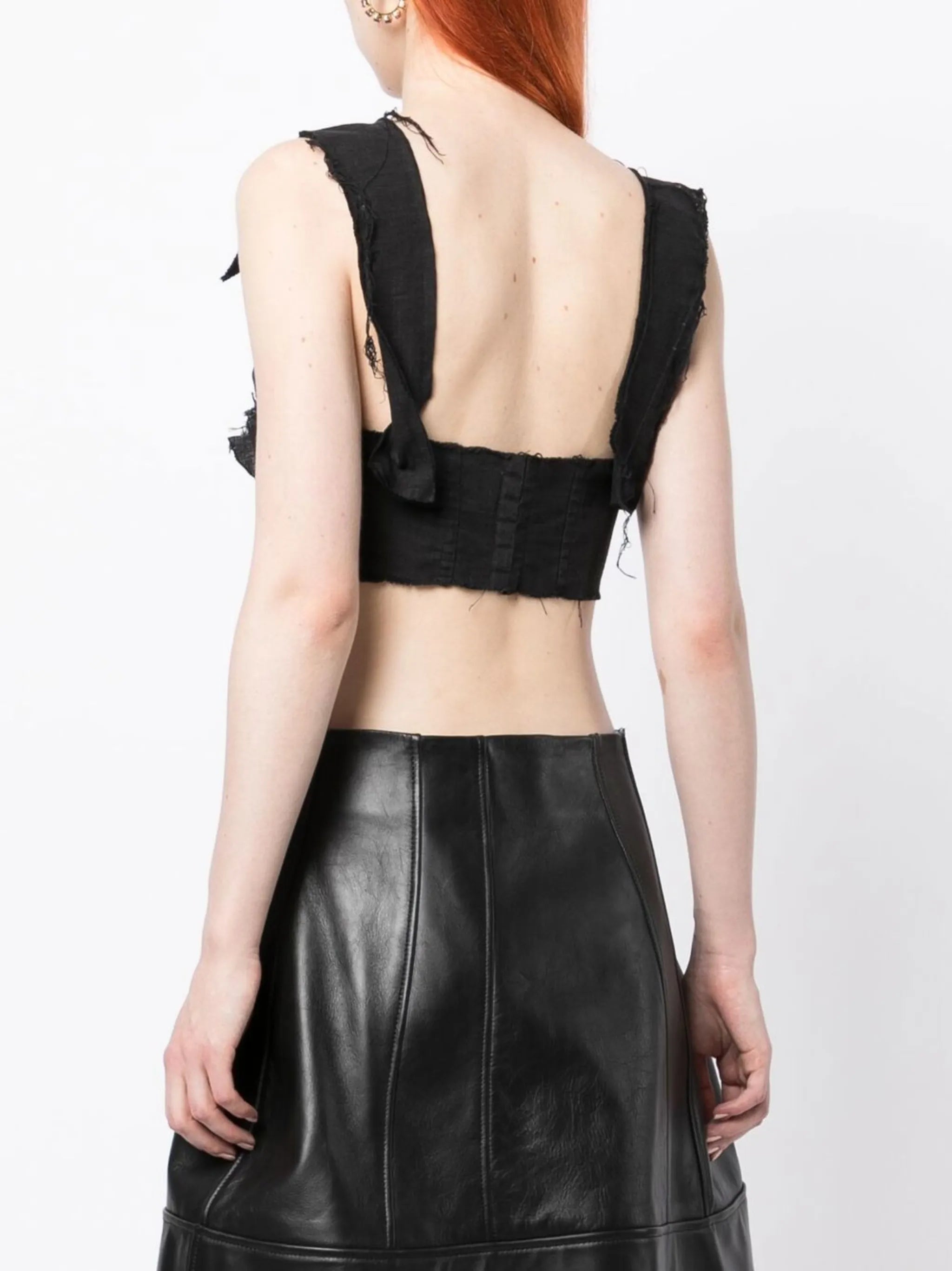 frayed-detail bustier top