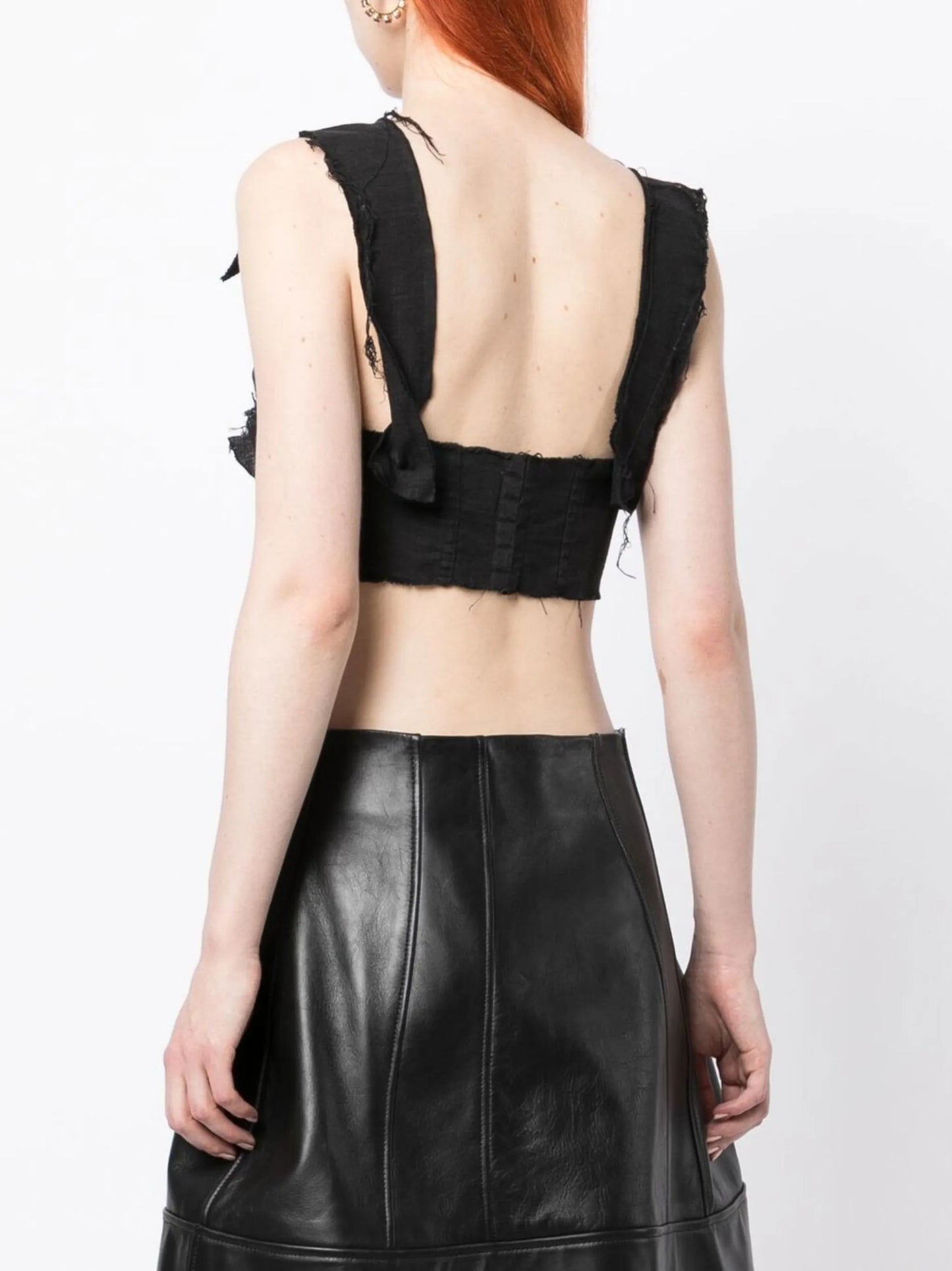 frayed-detail bustier top