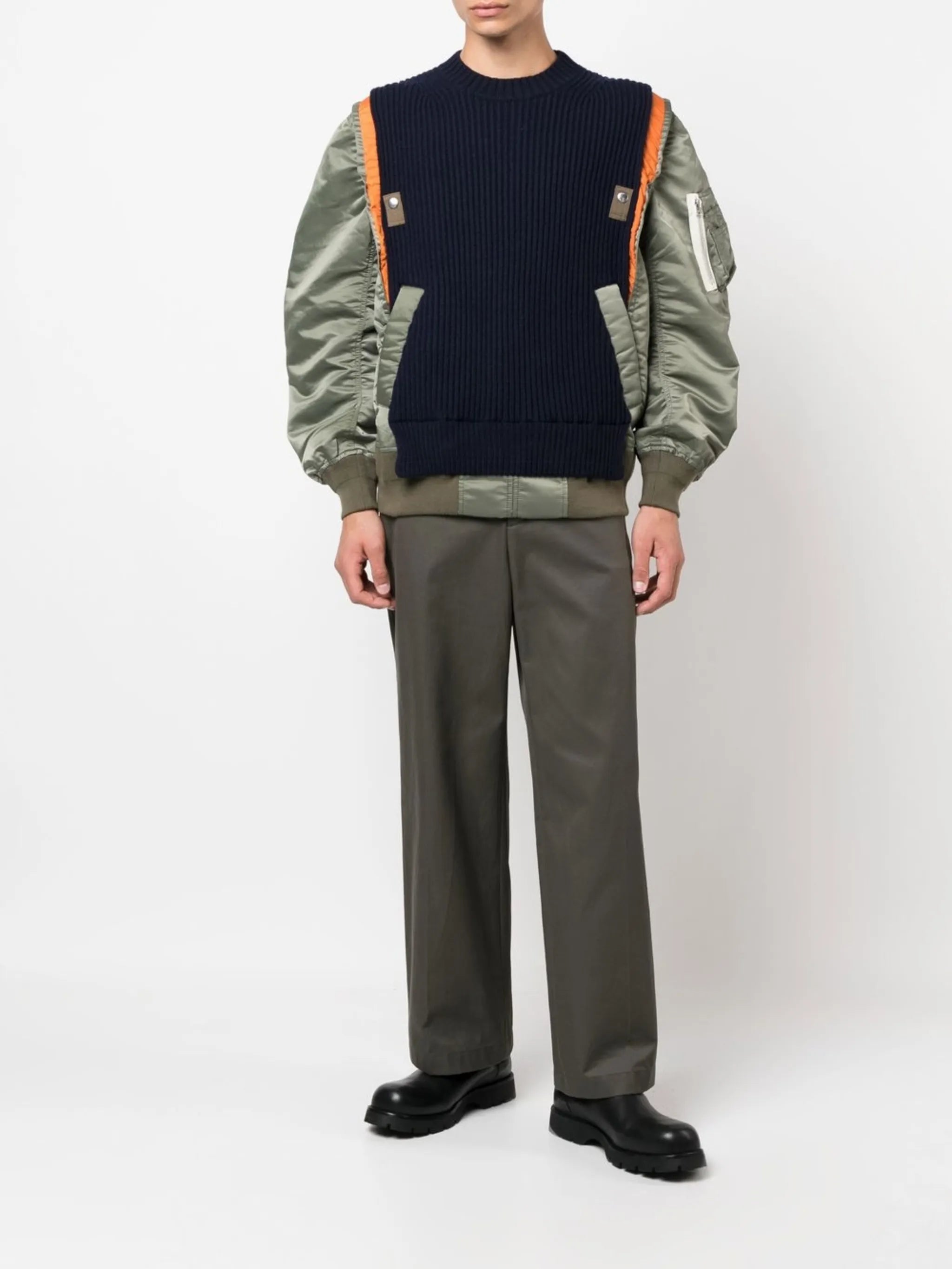 contrast wool-mix jumper