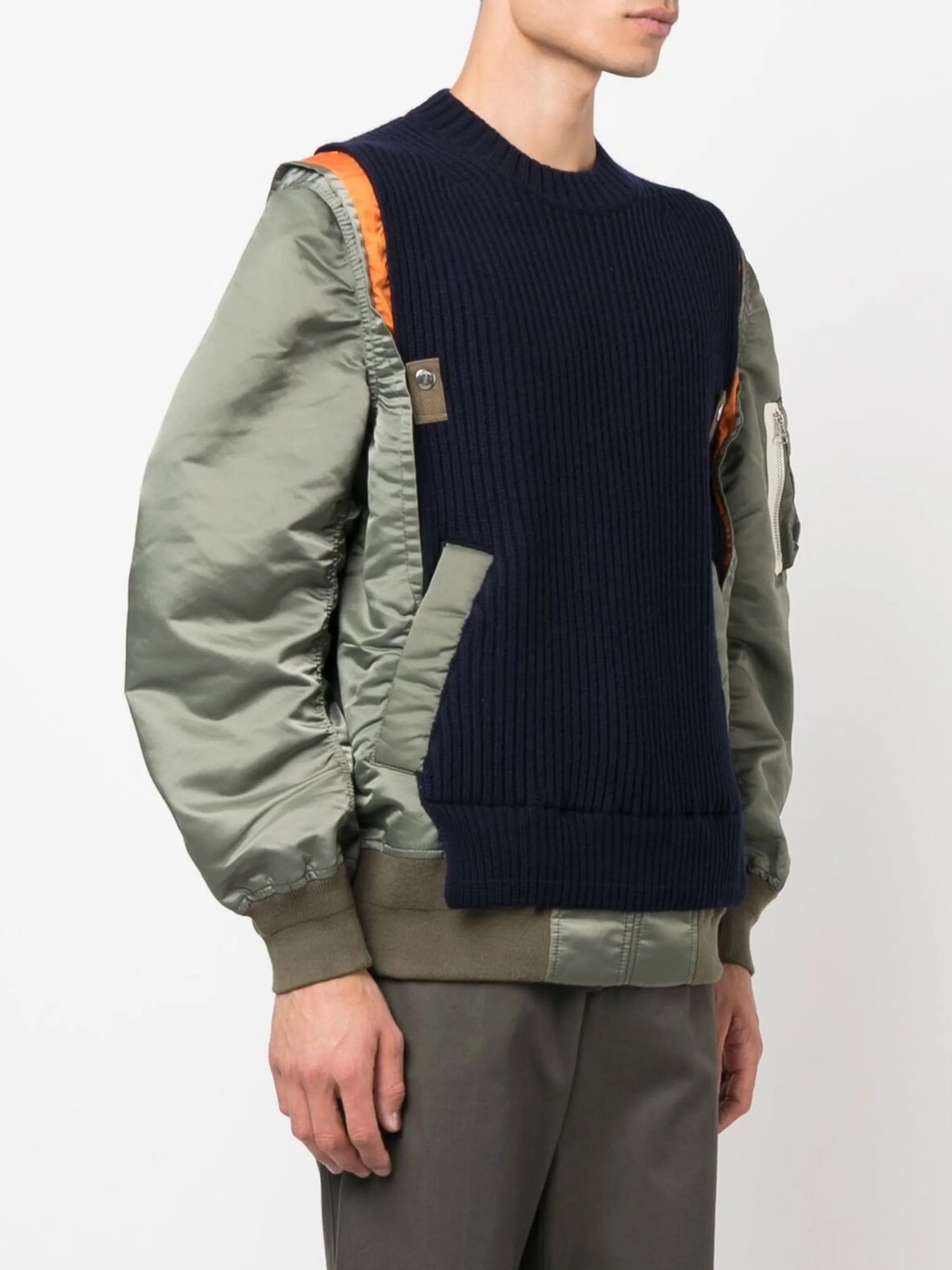 contrast wool-mix jumper