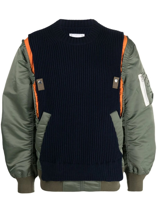 contrast wool-mix jumper