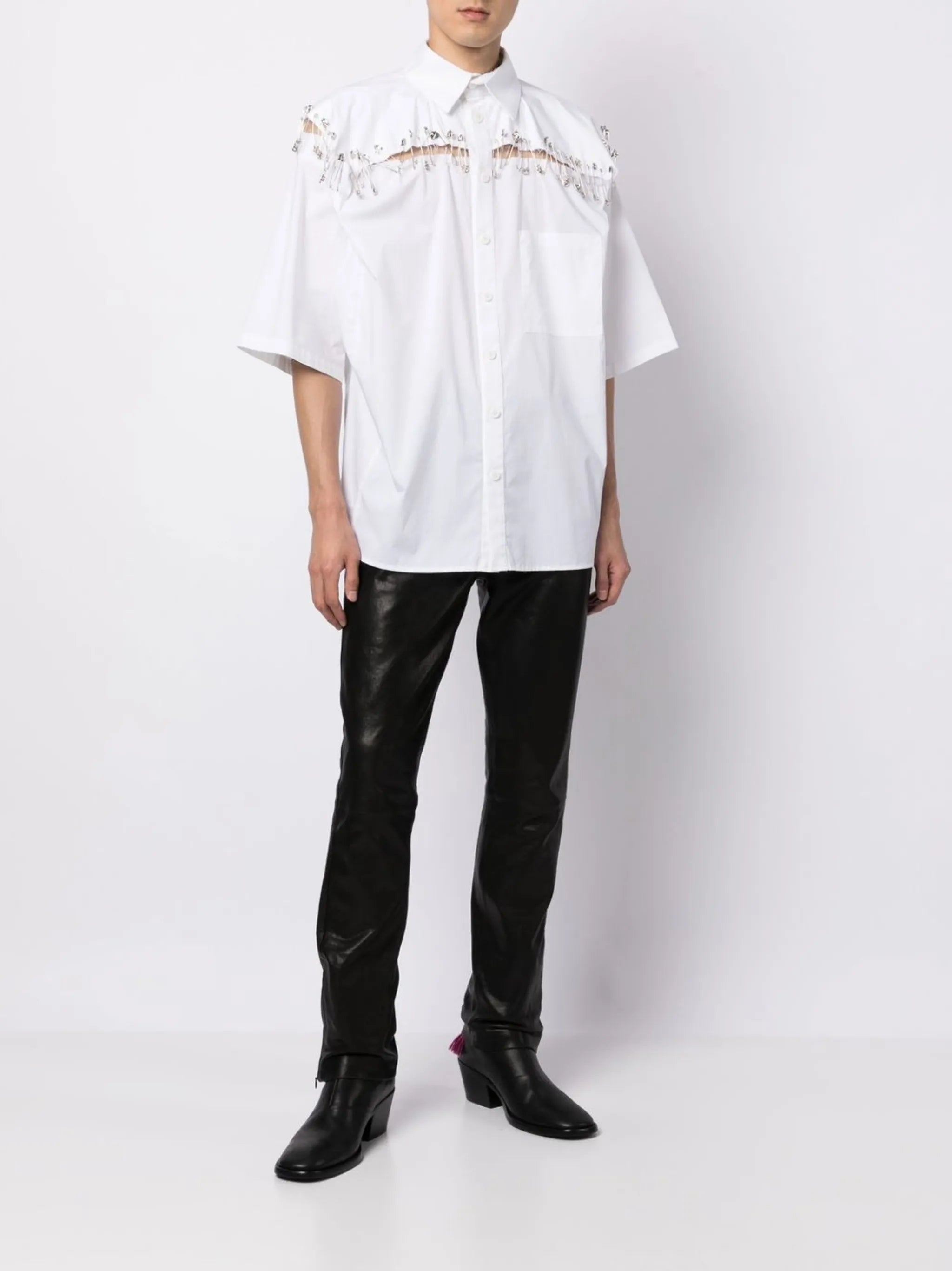 Box safety-pin detail shirt