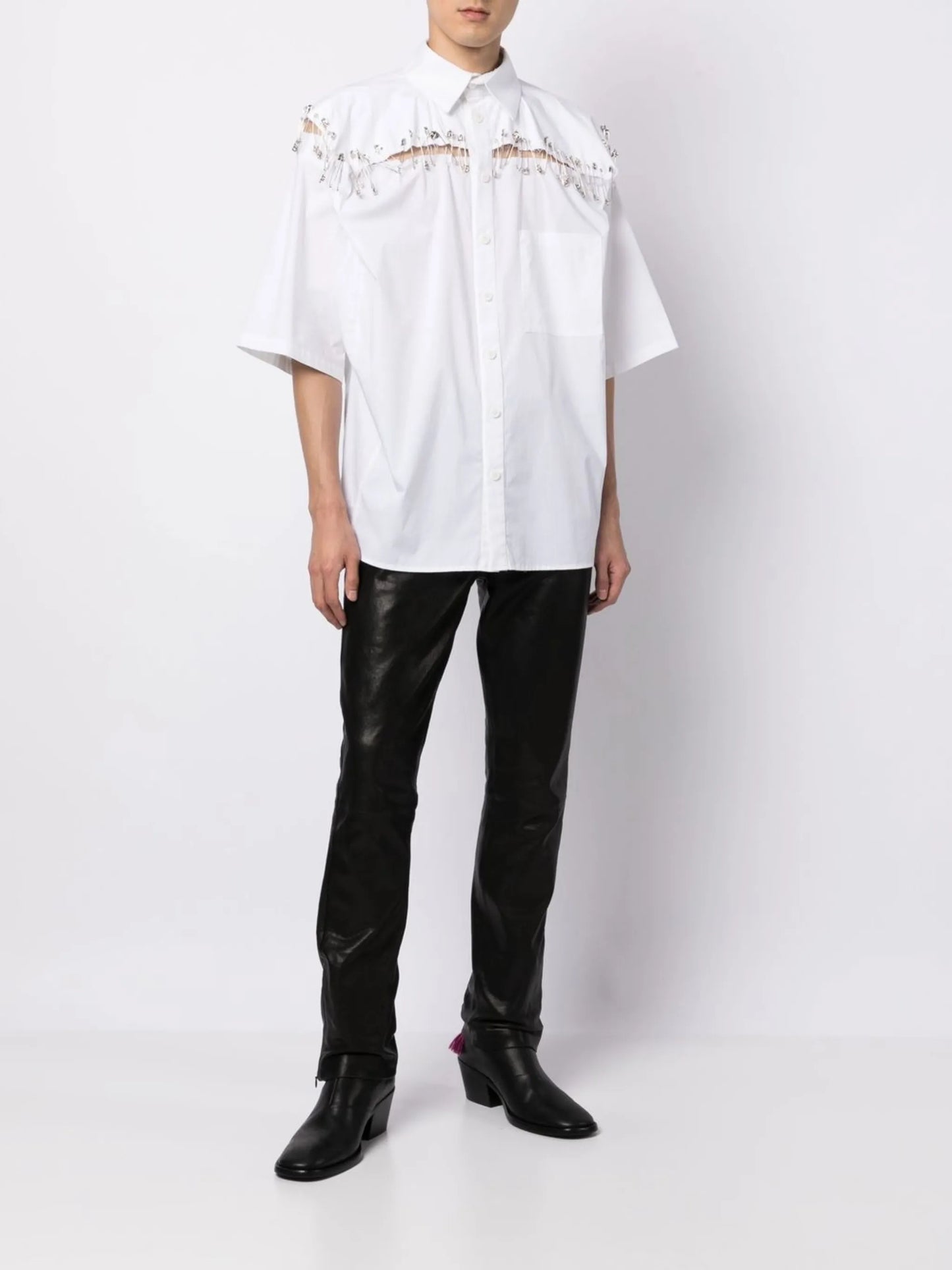 Box safety-pin detail shirt