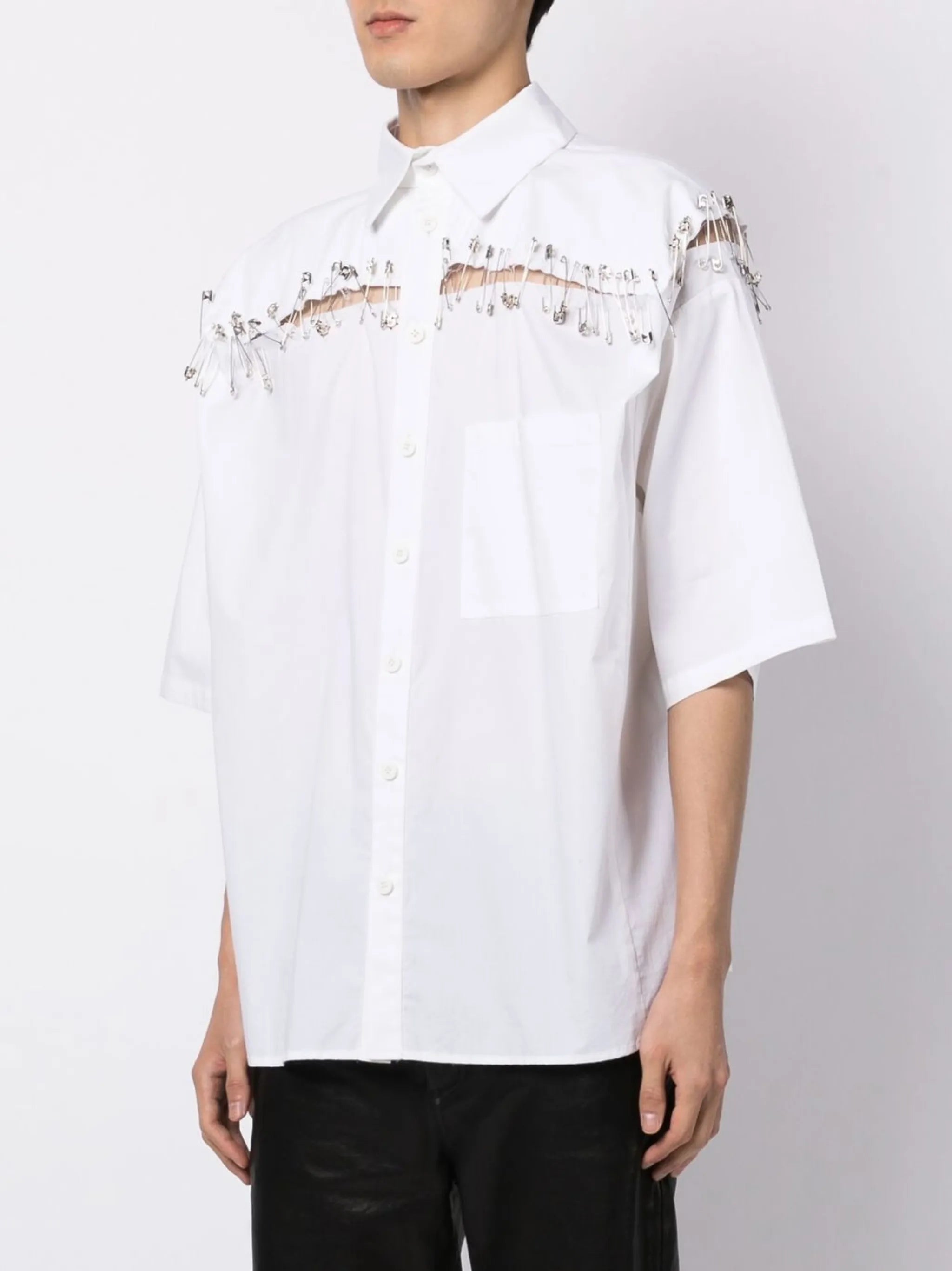 Box safety-pin detail shirt