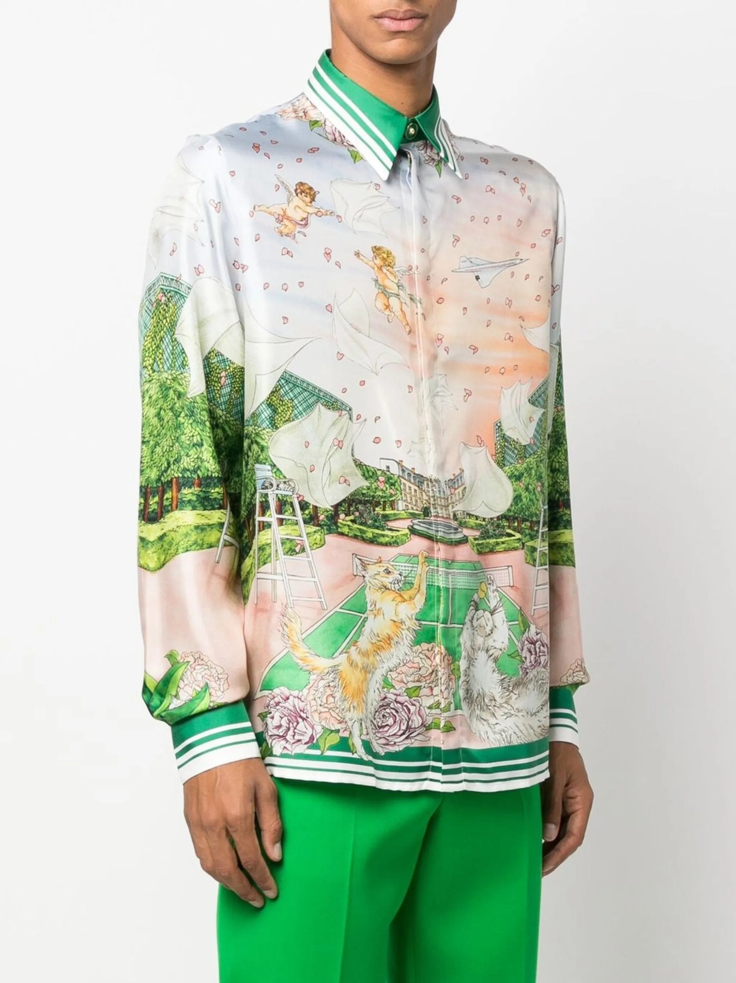 graphic-print silk shirt