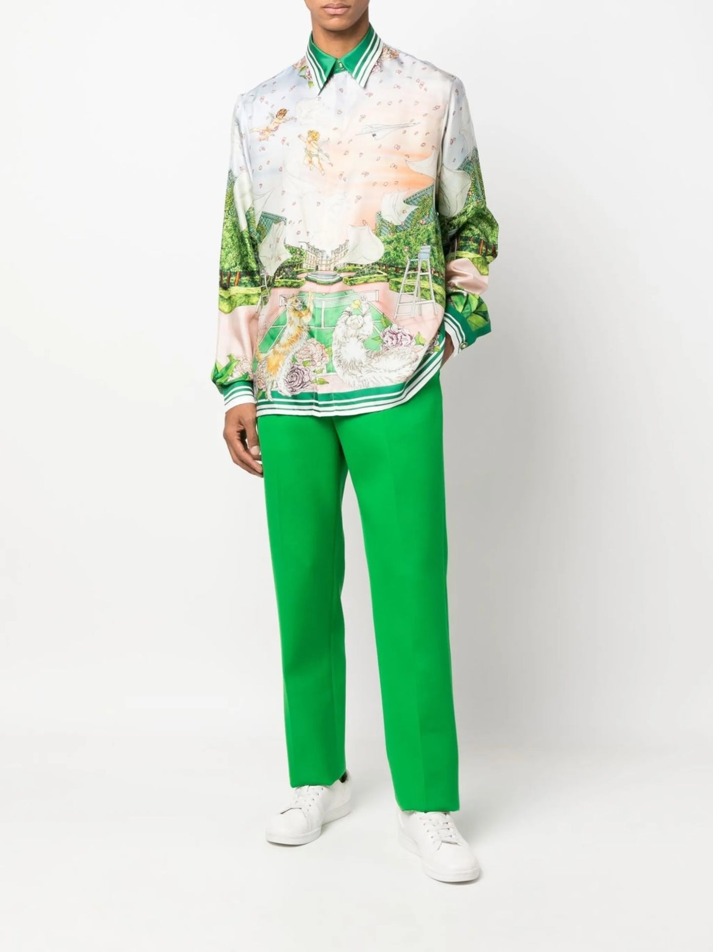 graphic-print silk shirt