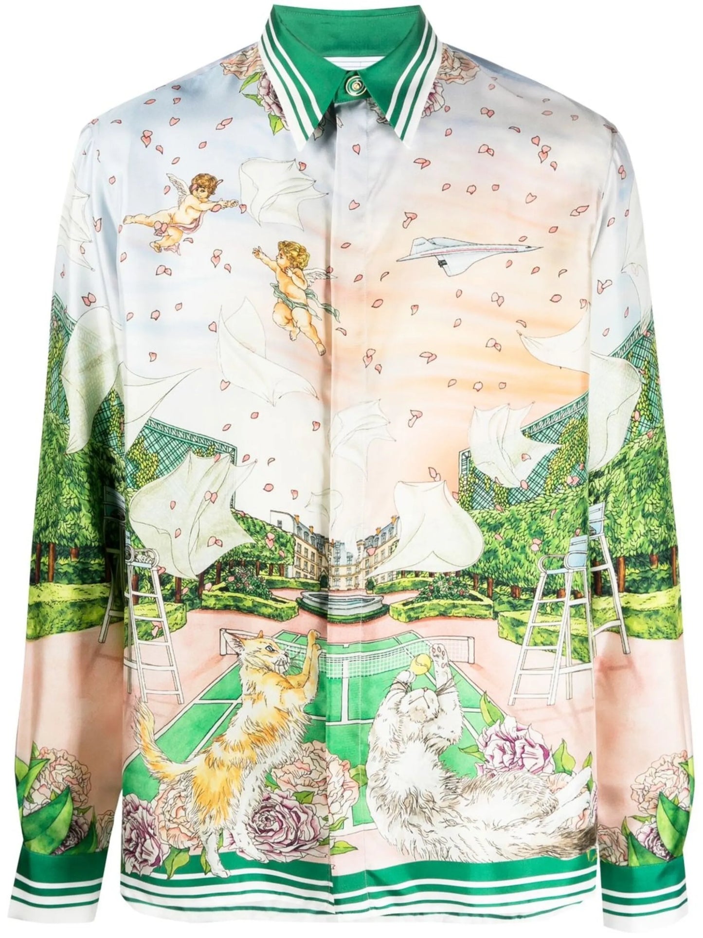 graphic-print silk shirt