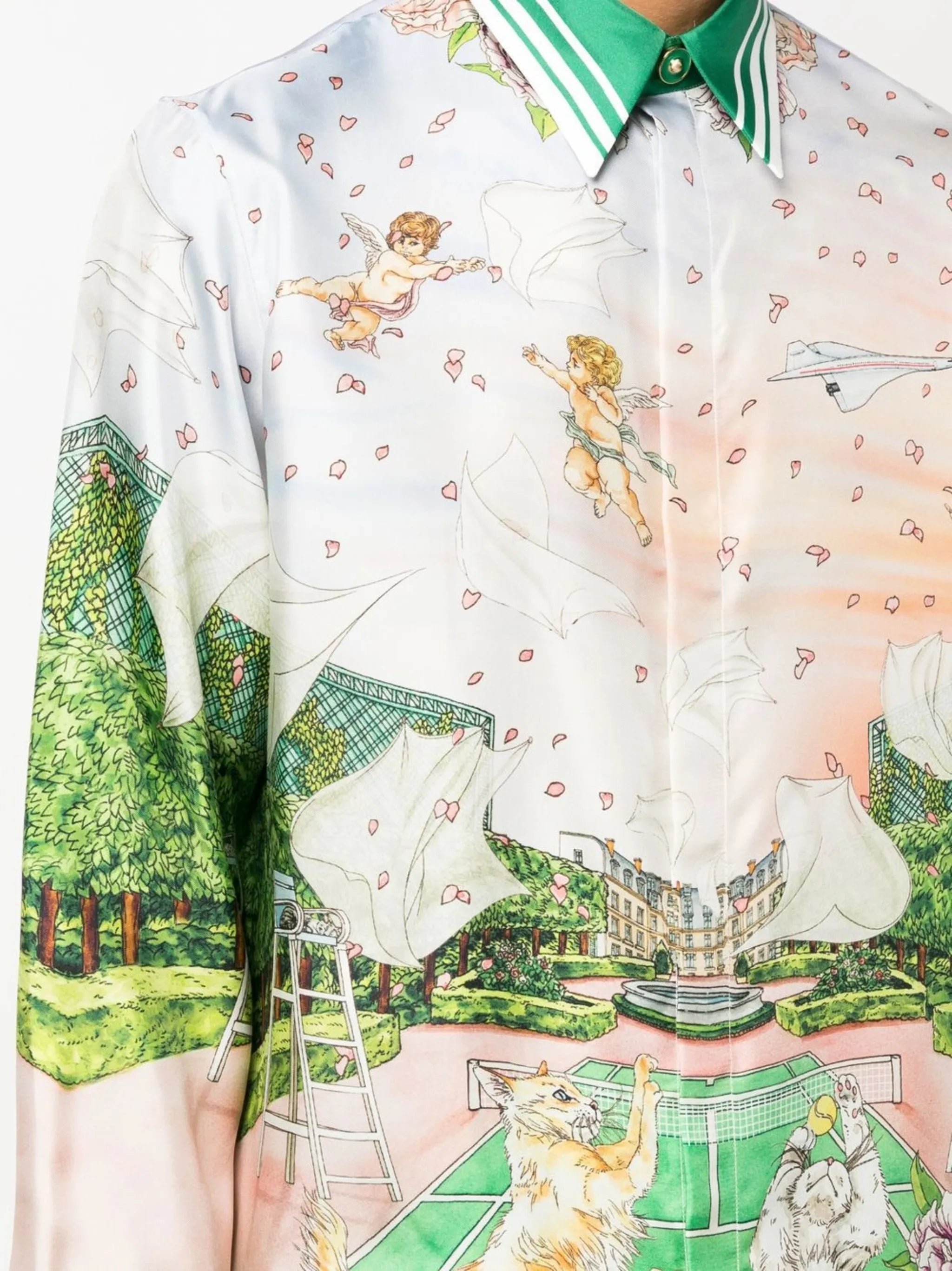 graphic-print silk shirt