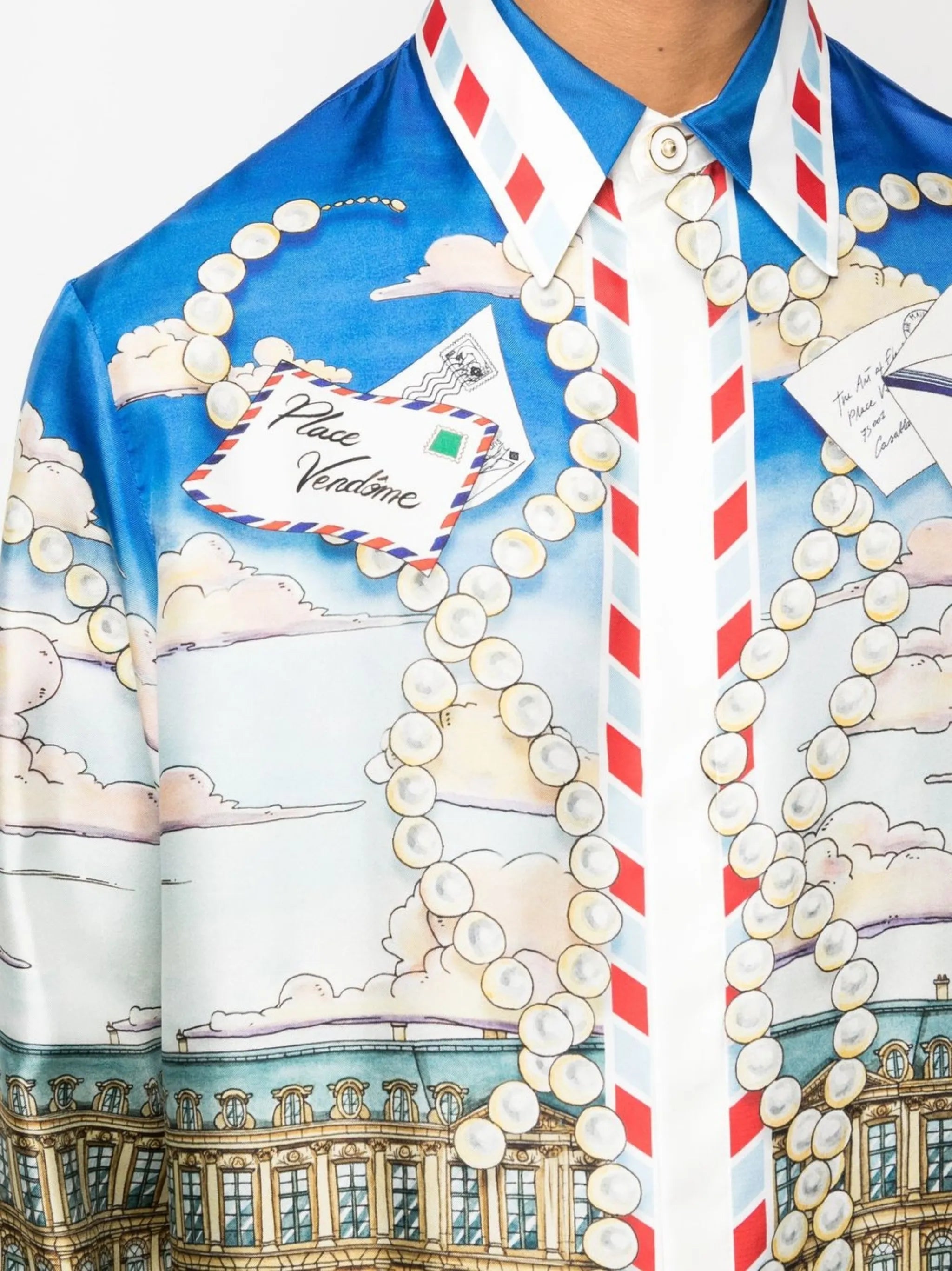 graphic-print silk shirt