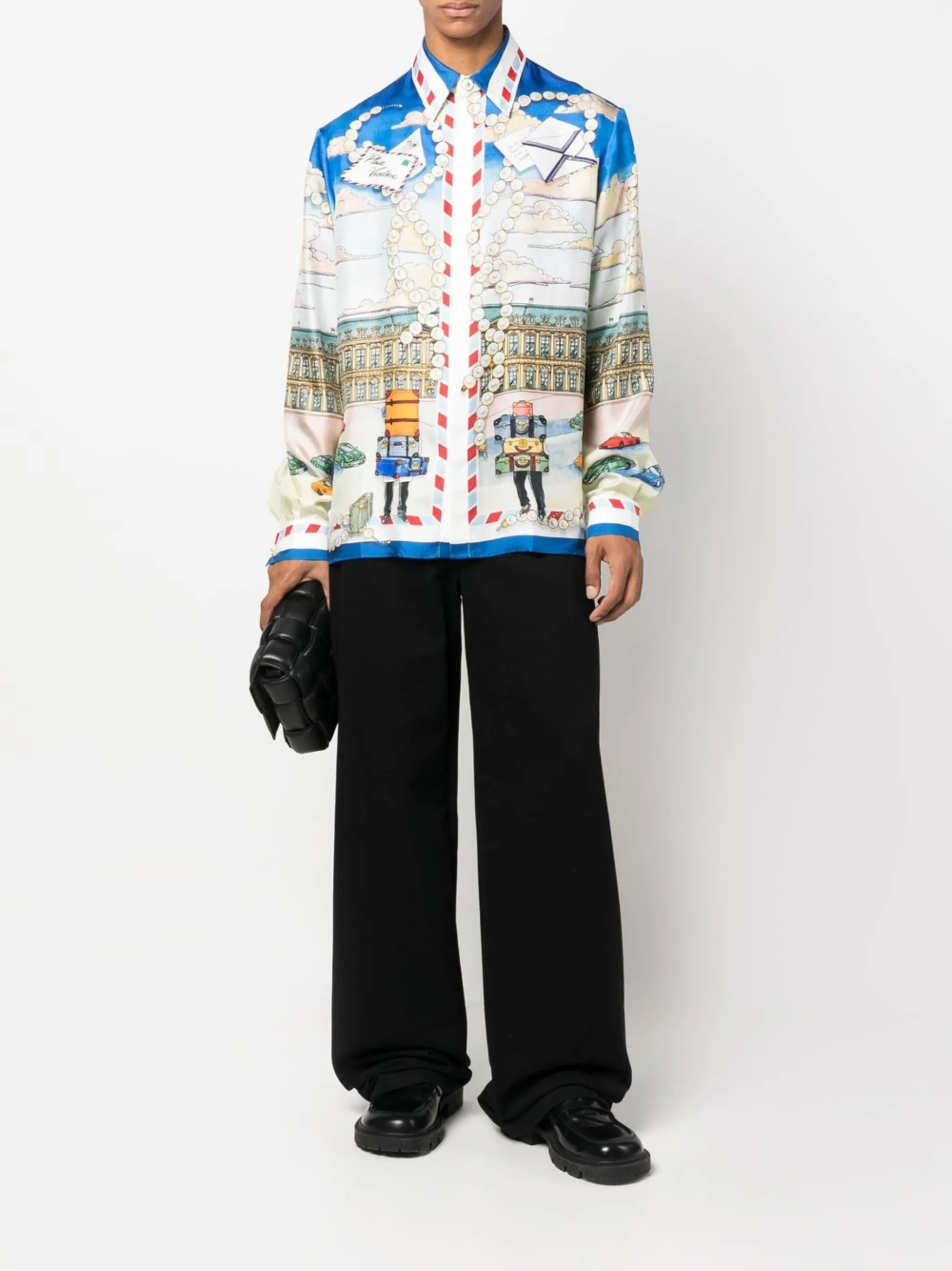 graphic-print silk shirt