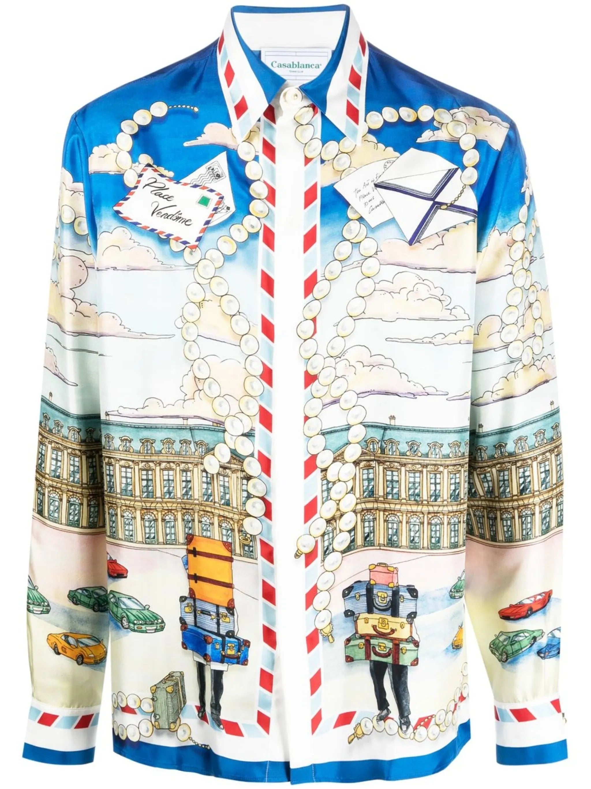 graphic-print silk shirt