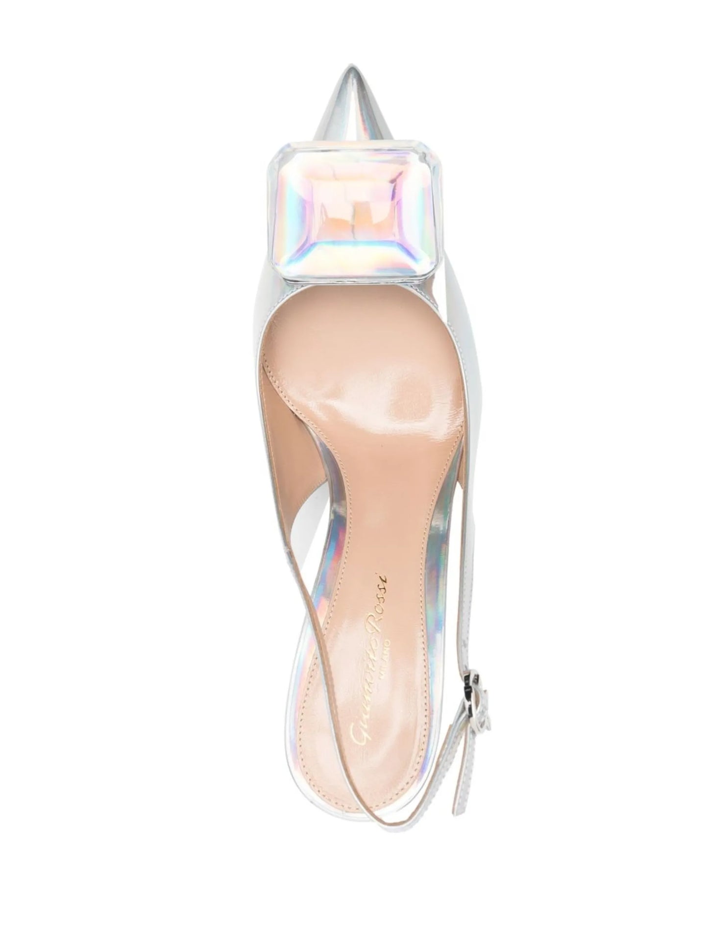 metallic-finish 95mm pointed pumps