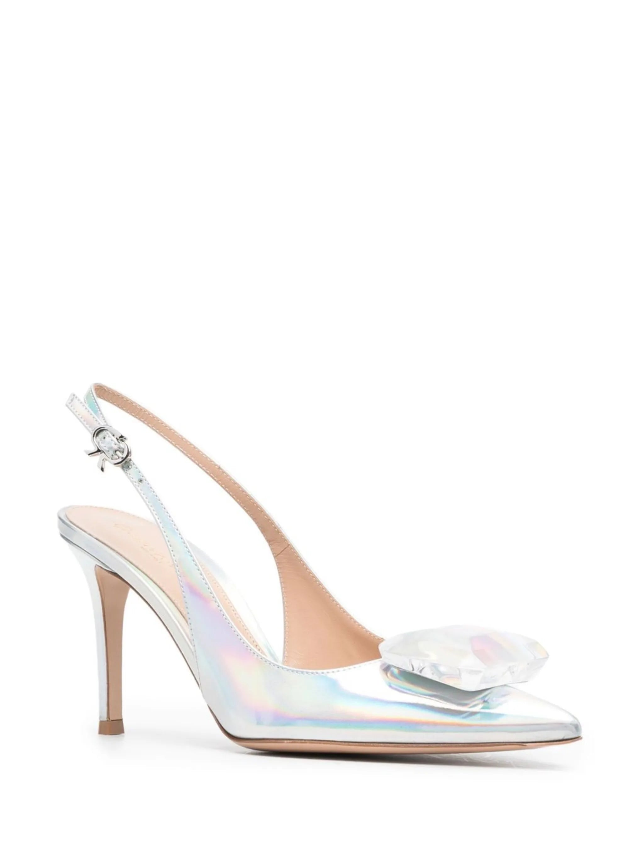 metallic-finish 95mm pointed pumps