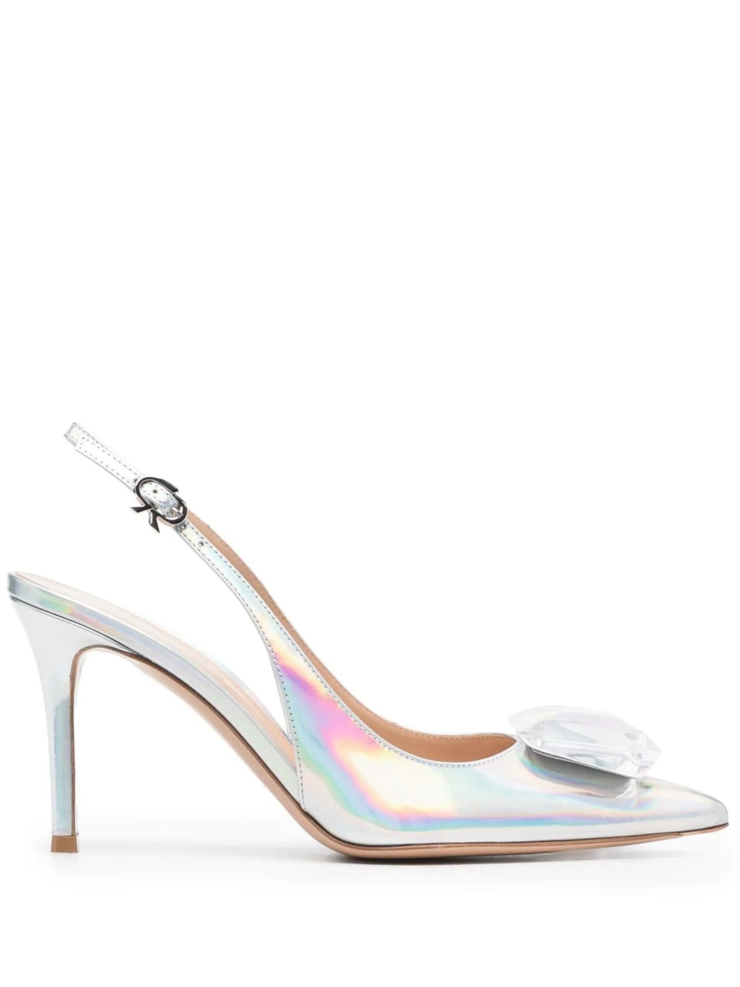 metallic-finish 95mm pointed pumps