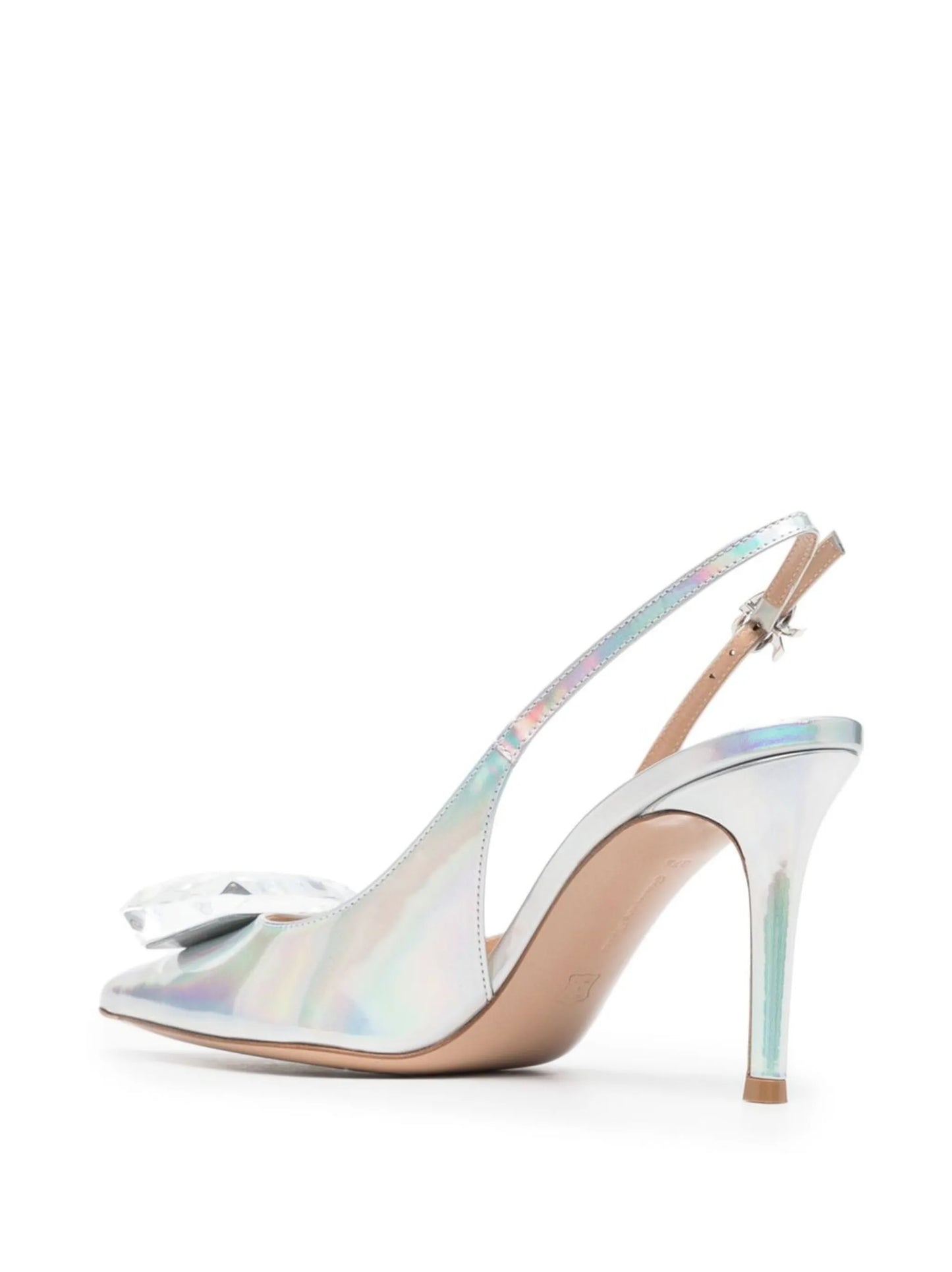 metallic-finish 95mm pointed pumps