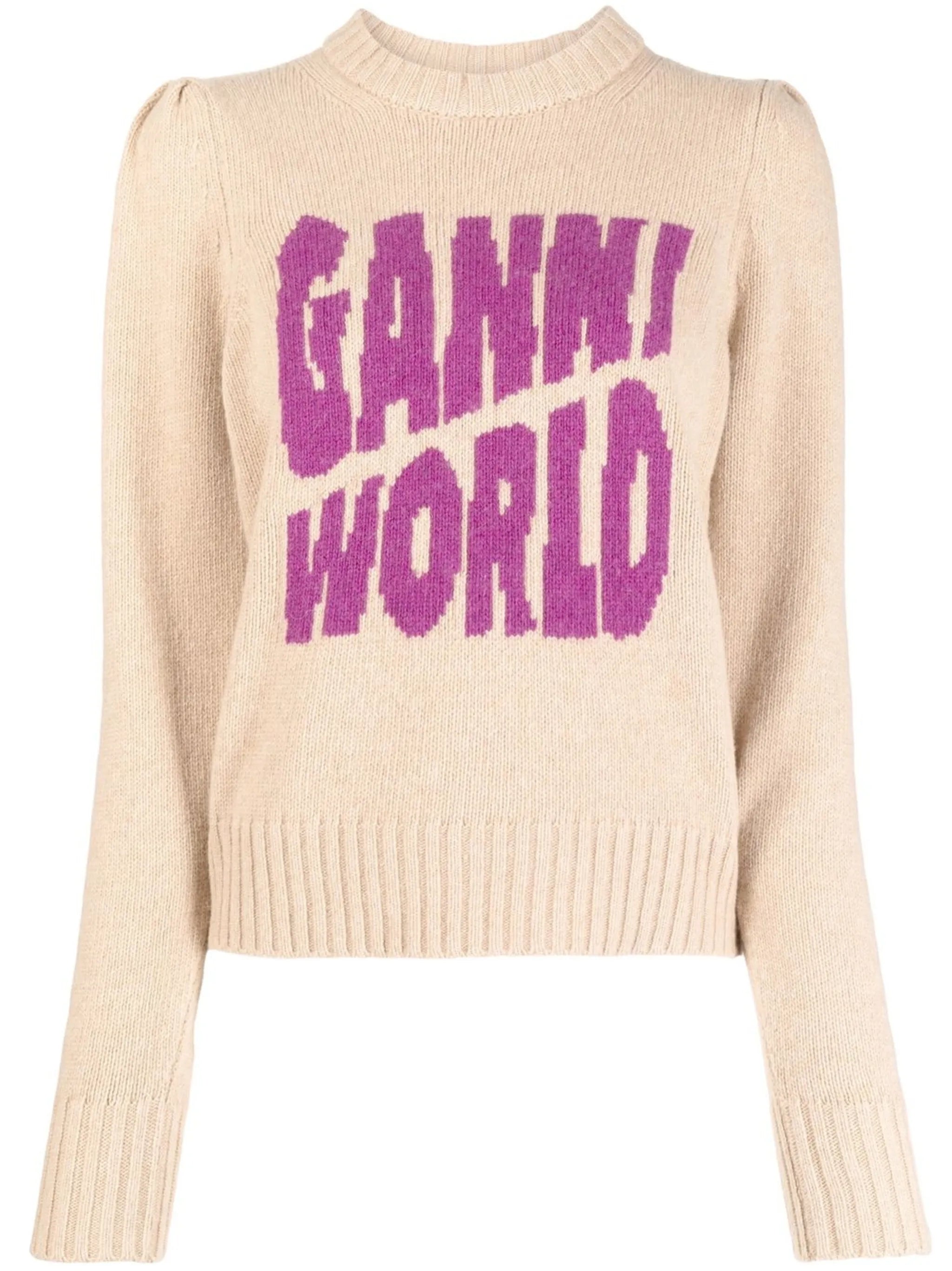 knitted intarsia-logo jumper